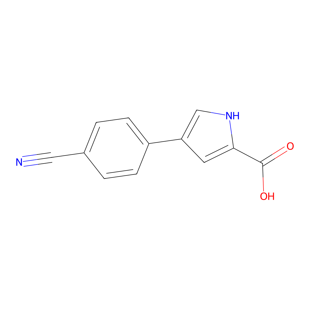 4-(4-cyanophenyl)-1H-pyrrole-2-carboxylic acid molecular structure, CAS 2137744-62-6