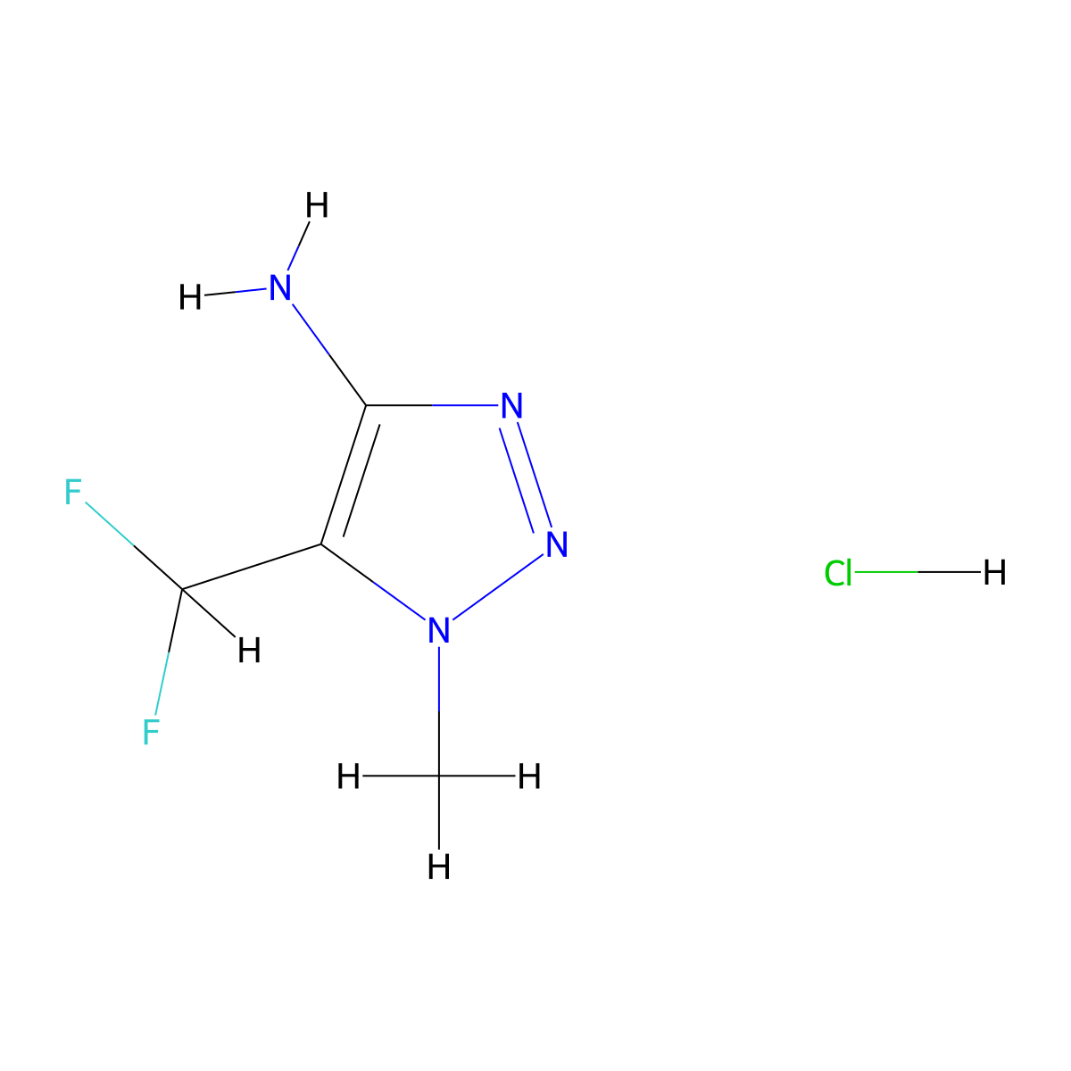 5-(difluoromethyl)-1-methyl-1H-1,2,3-triazol-4-amine hydrochloride molecular structure, CAS 2137745-06-1