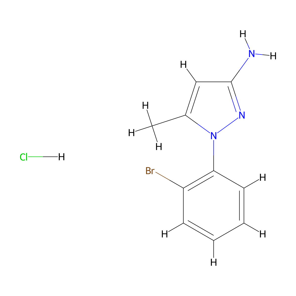 1-(2-bromophenyl)-5-methyl-1H-pyrazol-3-amine hydrochloride molecular structure, CAS 2137745-15-2