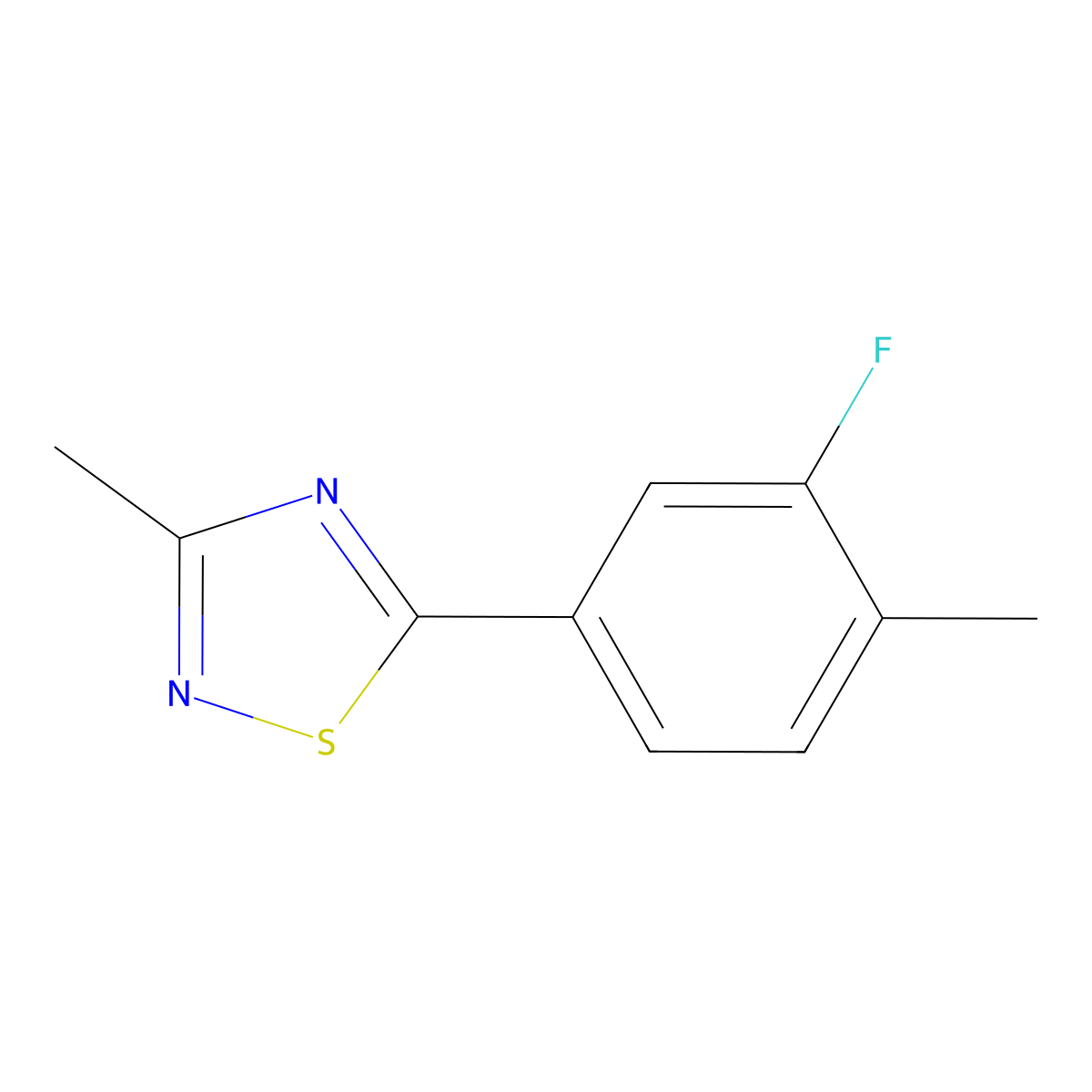 5-(3-Fluoro-4-methylphenyl)-3-methyl-1,2,4-thiadiazole molecular structure, CAS 2137745-29-8