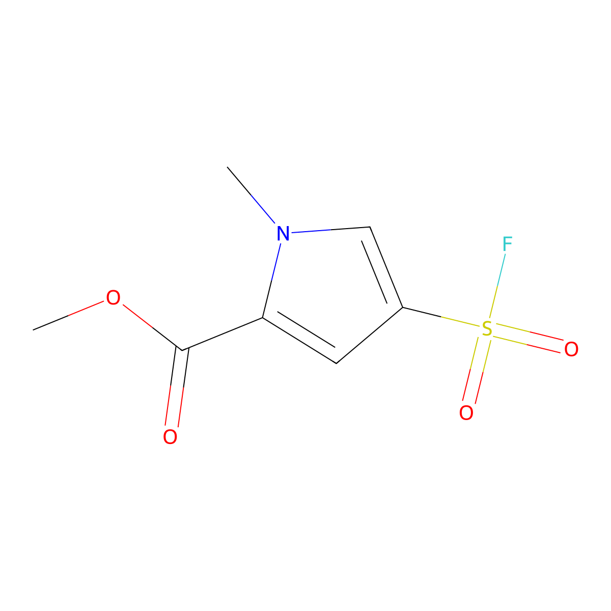 methyl 4-(fluorosulfonyl)-1-methyl-1H-pyrrole-2-carboxylate molecular structure, CAS 2137745-94-7