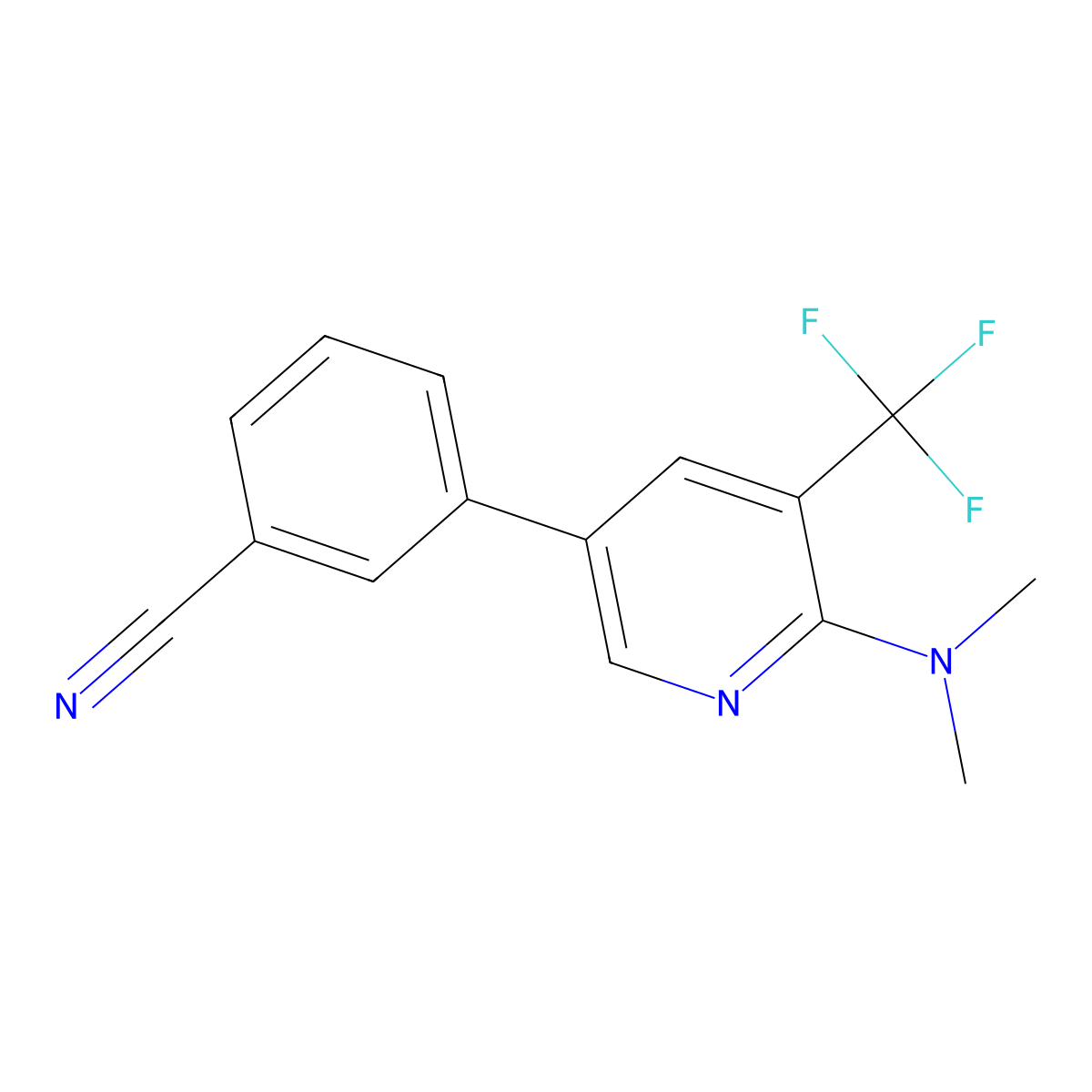 3-[6-(Dimethylamino)-5-(trifluoromethyl)pyridin-3-yl]benzonitrile molecular structure, CAS 2137746-05-3
