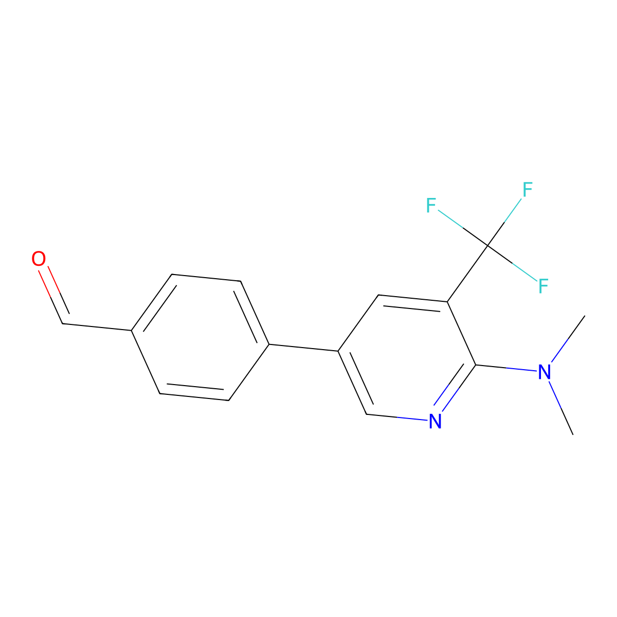 4-[6-(Dimethylamino)-5-(trifluoromethyl)pyridin-3-yl]benzaldehyde molecular structure, CAS 2137747-13-6