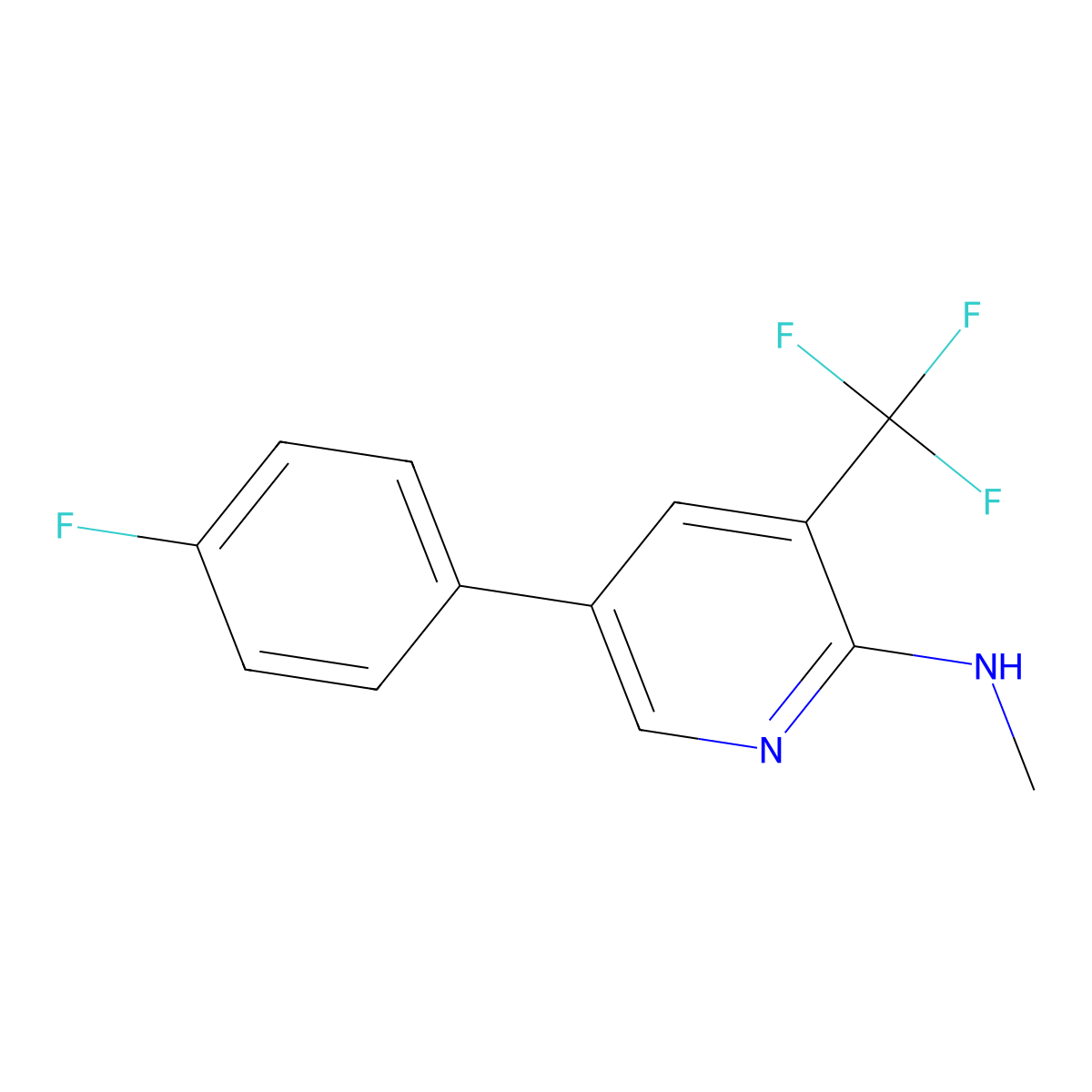 5-(4-fluorophenyl)-N-methyl-3-(trifluoromethyl)pyridin-2-amine molecular structure, CAS 2137747-22-7