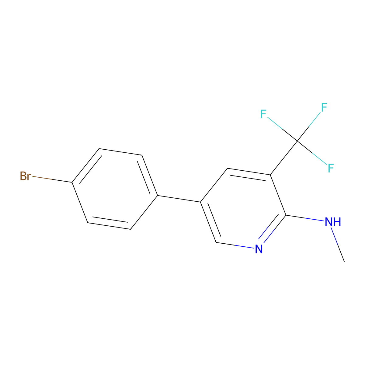 5-(4-bromophenyl)-N-methyl-3-(trifluoromethyl)pyridin-2-amine molecular structure, CAS 2137747-51-2