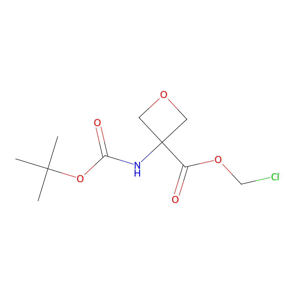 Chloromethyl 3-{[(tert-butoxy)carbonyl]amino}oxetane-3-carboxylate molecular structure, CAS 2137747-55-6