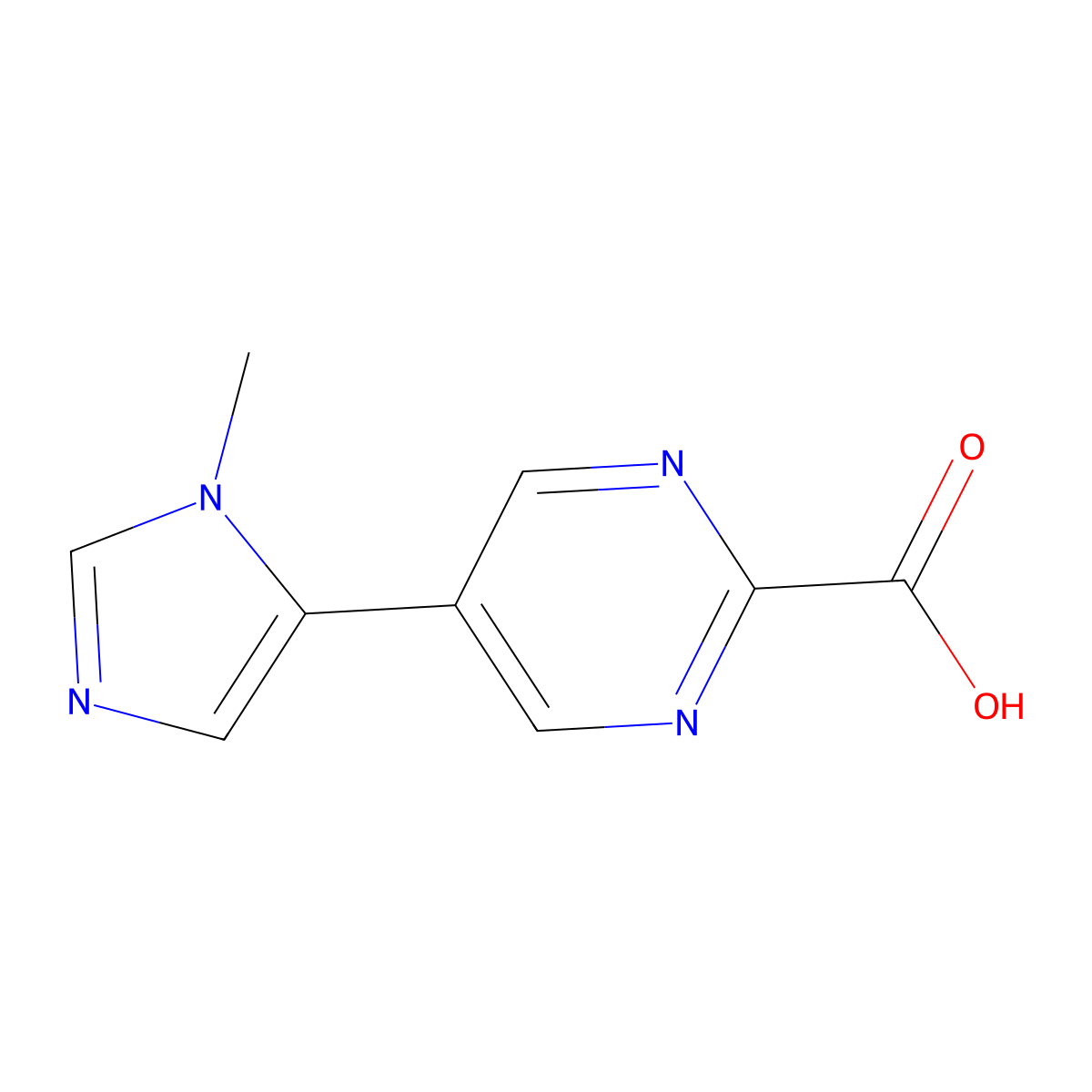 5-(1-methyl-1H-imidazol-5-yl)pyrimidine-2-carboxylic acid molecular structure, CAS 2137747-56-7