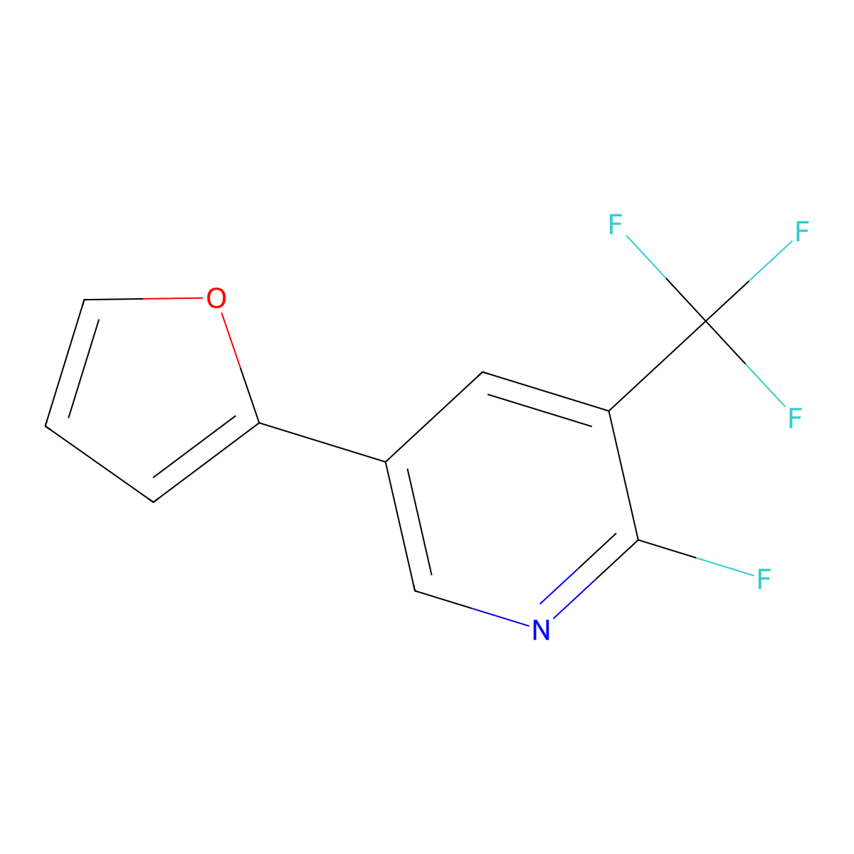 2-Fluoro-5-(furan-2-yl)-3-(trifluoromethyl)pyridine molecular structure, CAS 2137747-69-2