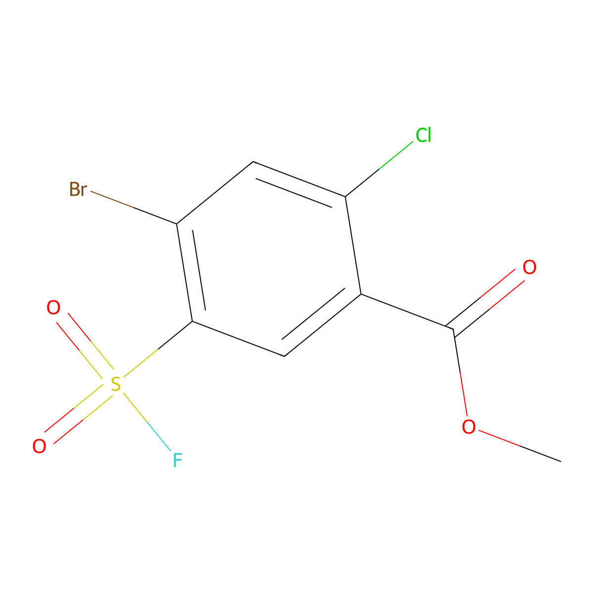 Methyl 4-bromo-2-chloro-5-(fluorosulfonyl)benzoate molecular structure, CAS 2137747-81-8