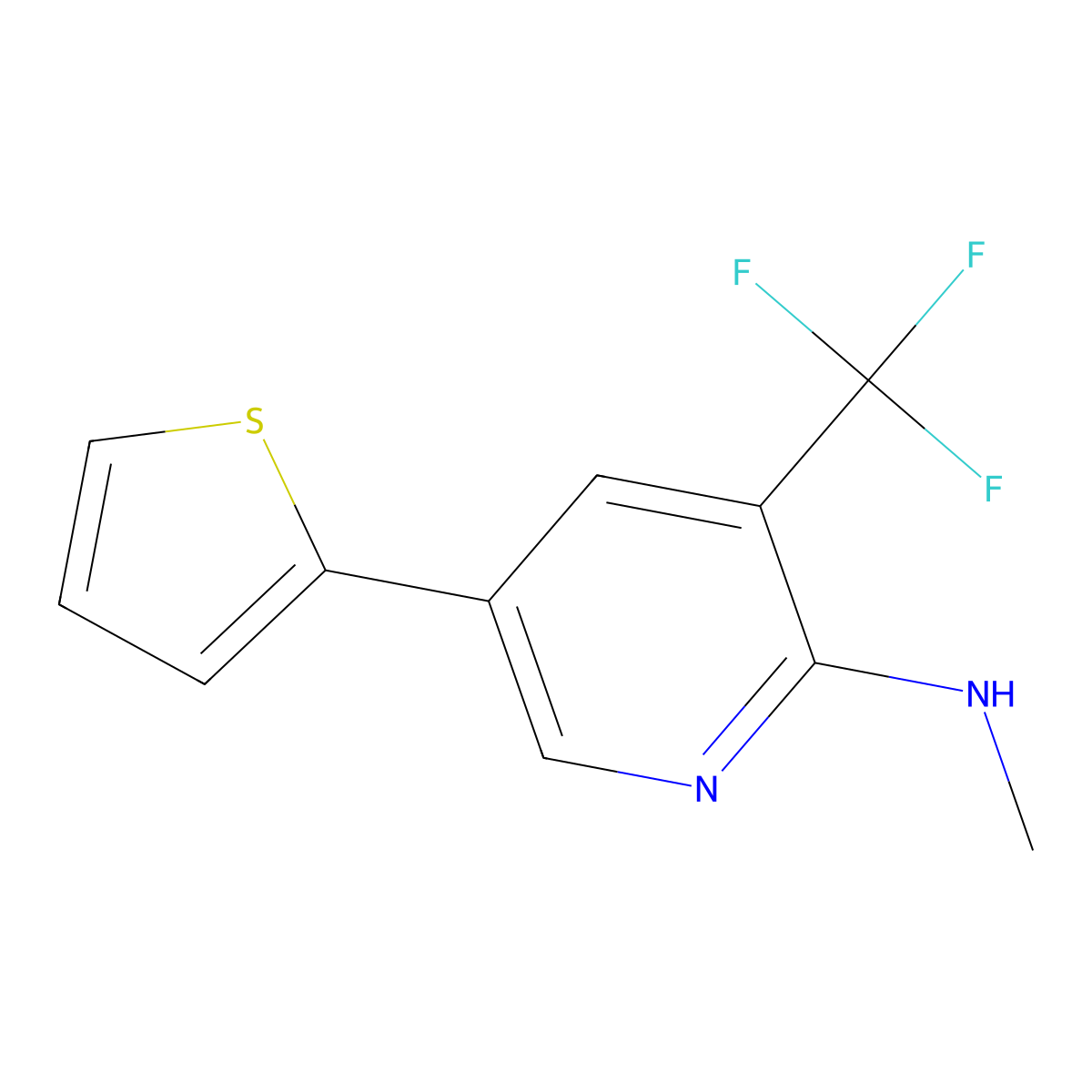 N-methyl-5-(thiophen-2-yl)-3-(trifluoromethyl)pyridin-2-amine molecular structure, CAS 2137747-84-1