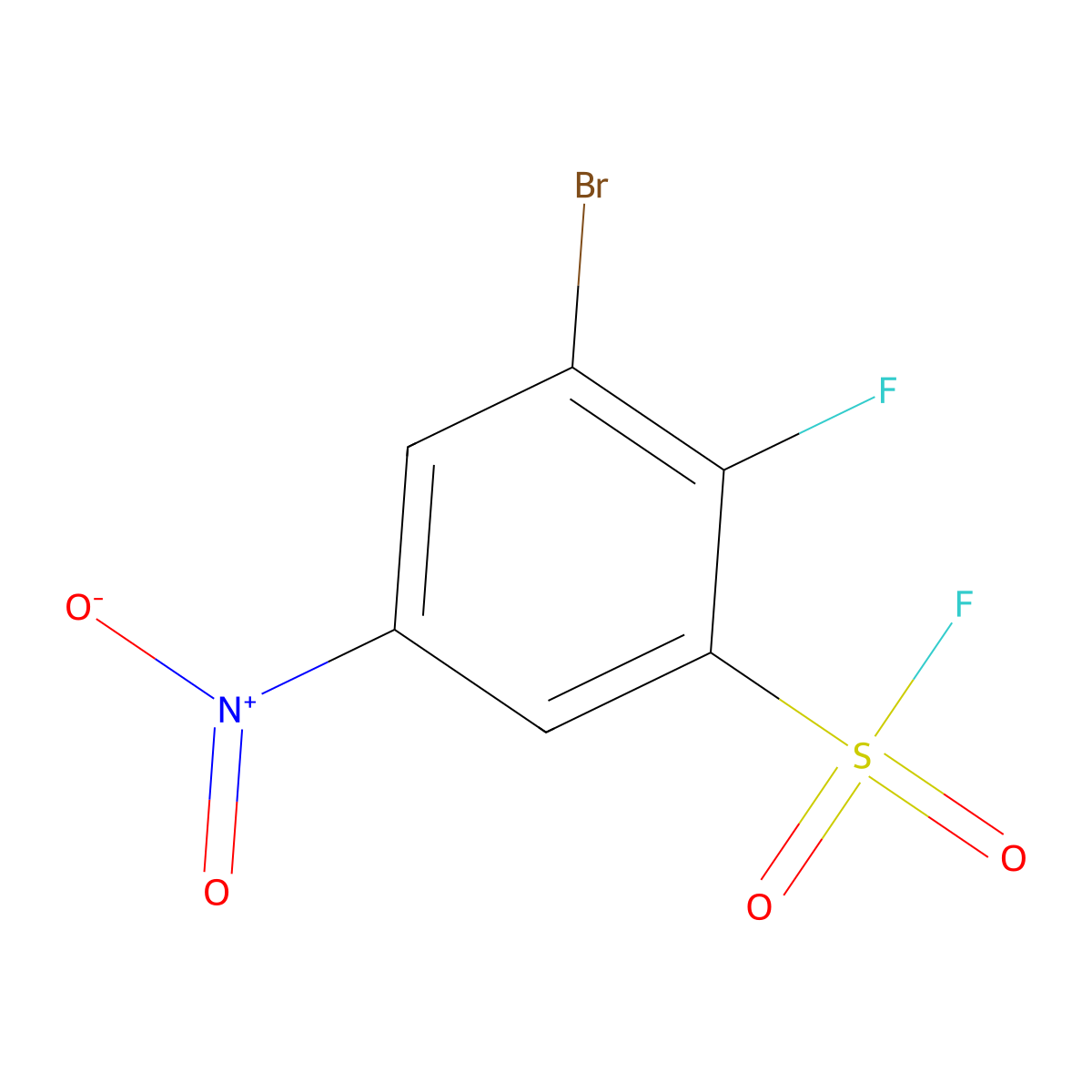 3-Bromo-2-fluoro-5-nitrobenzene-1-sulfonyl fluoride molecular structure, CAS 2137748-15-1