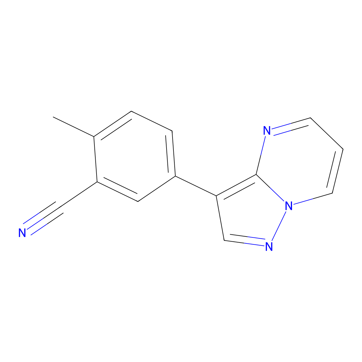 2-Methyl-5-{pyrazolo[1,5-a]pyrimidin-3-yl}benzonitrile molecular structure, CAS 2137749-59-6