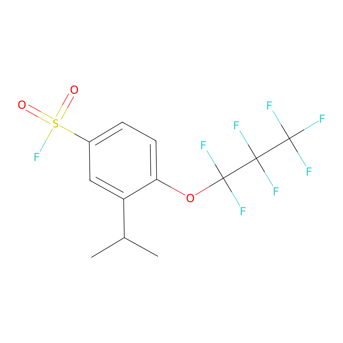 4-(1,1,2,2,3,3,3-Heptafluoropropoxy)-3-(propan-2-yl)benzene-1-sulfonyl fluoride molecular structure, CAS 2137749-79-0