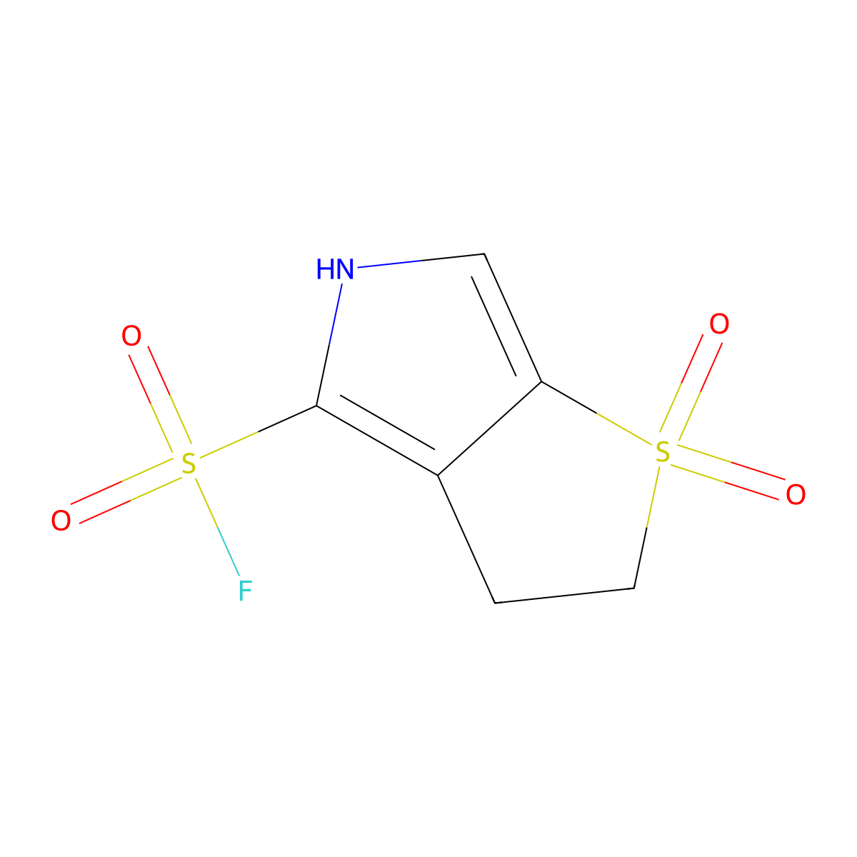 1,1-dioxo-2H,3H,5H-1lambda6-thieno[2,3-c]pyrrole-4-sulfonyl fluoride molecular structure, CAS 2137750-36-6