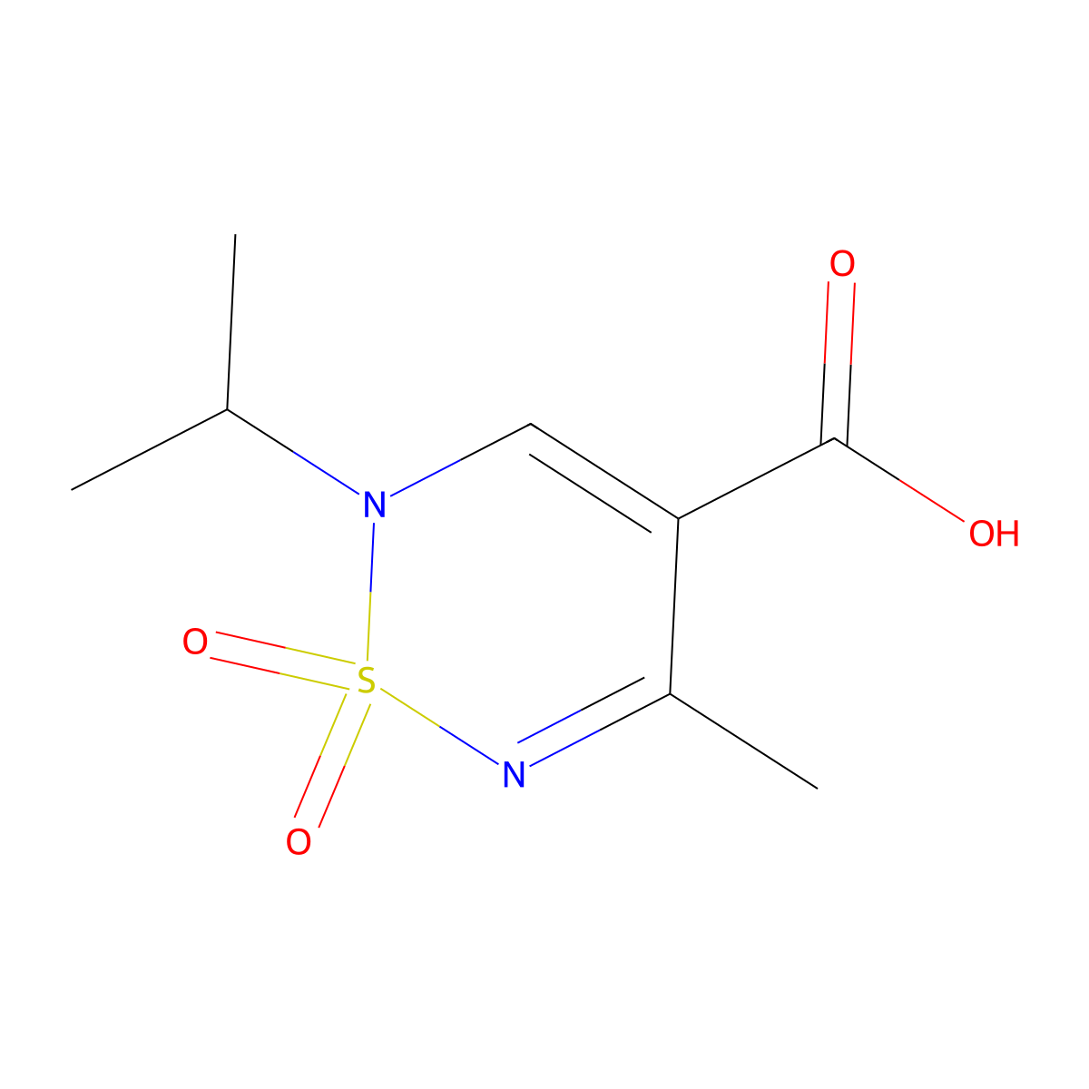 5-methyl-1,1-dioxo-2-(propan-2-yl)-2H-1lambda6,2,6-thiadiazine-4-carboxylic acid molecular structure, CAS 2137750-69-5