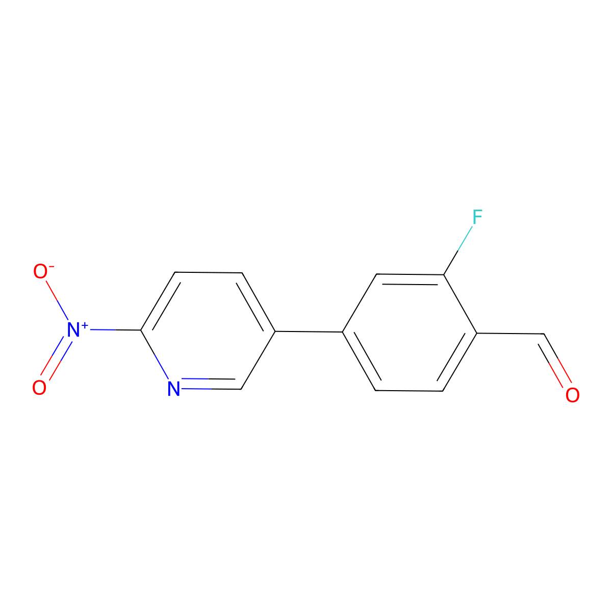 2-Fluoro-4-(6-nitropyridin-3-yl)benzaldehyde molecular structure, CAS 2137751-16-5