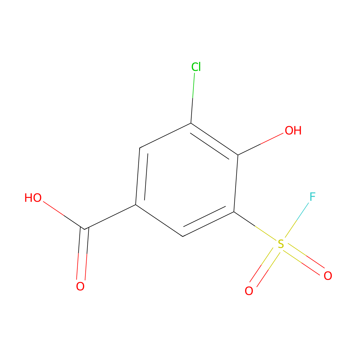 3-Chloro-5-(fluorosulfonyl)-4-hydroxybenzoic acid molecular structure, CAS 2137751-52-9