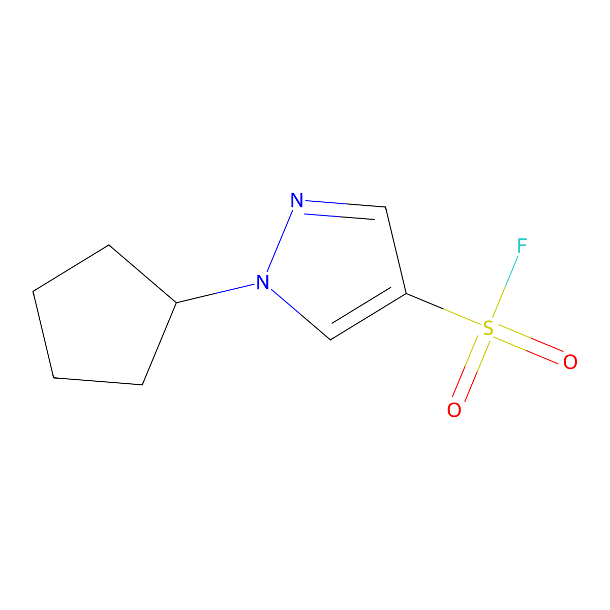 1-cyclopentyl-1H-pyrazole-4-sulfonyl fluoride molecular structure, CAS 2137751-84-7