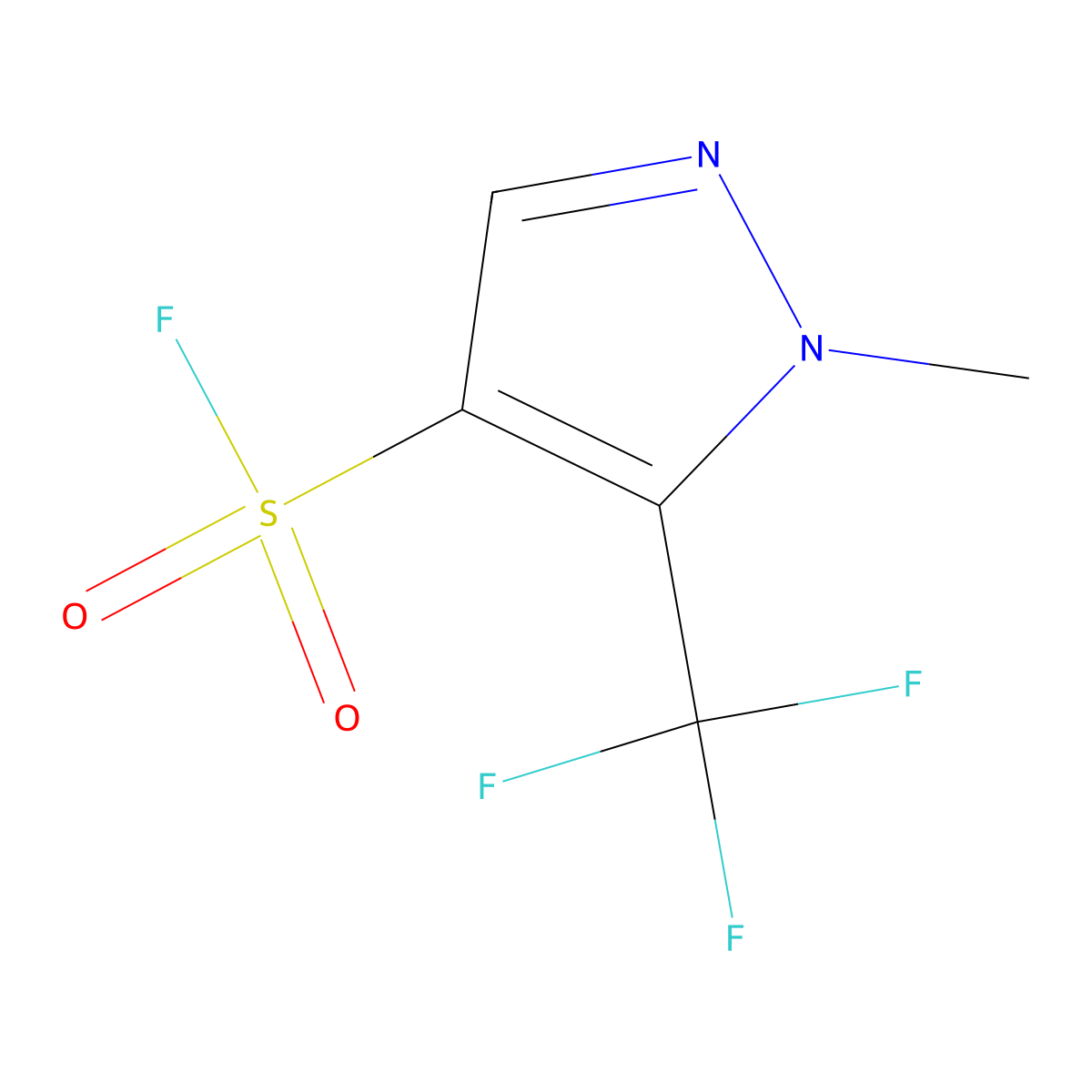 1-methyl-5-(trifluoromethyl)-1H-pyrazole-4-sulfonyl fluoride molecular structure, CAS 2137752-27-1