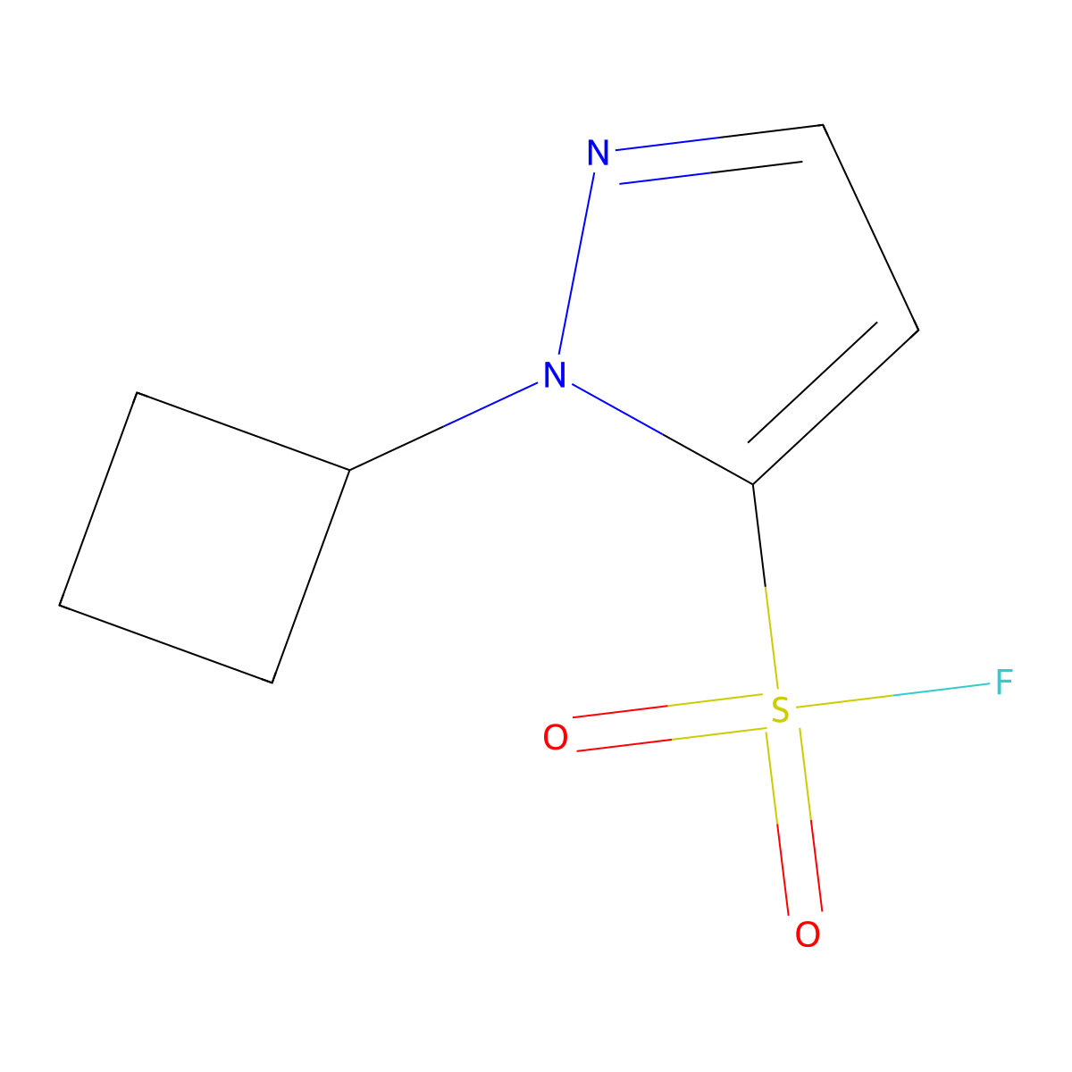 1-cyclobutyl-1H-pyrazole-5-sulfonyl fluoride molecular structure, CAS 2137752-42-0