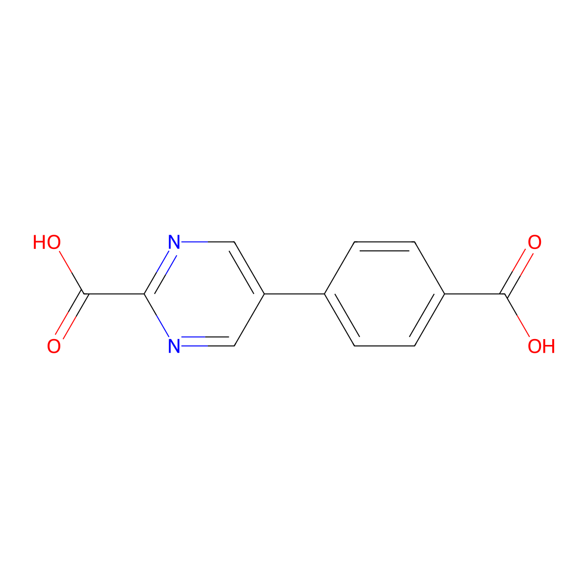 5-(4-Carboxyphenyl)pyrimidine-2-carboxylic acid molecular structure, CAS 2137753-50-3