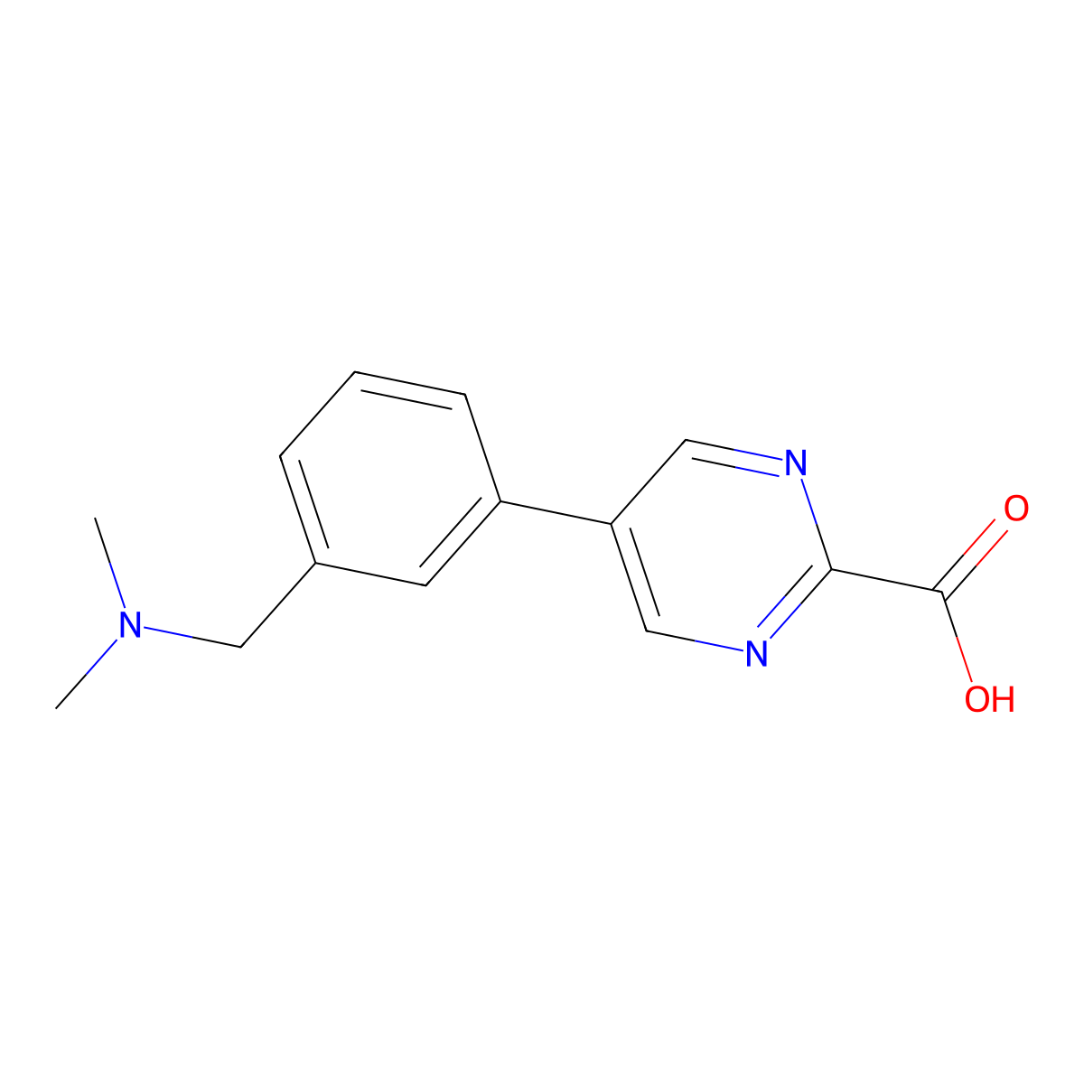 5-{3-[(Dimethylamino)methyl]phenyl}pyrimidine-2-carboxylic acid molecular structure, CAS 2137753-95-6