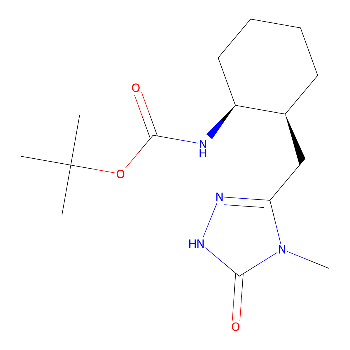 rac-tert-butyl N-[(1R,2R)-2-[(4-methyl-5-oxo-4,5-dihydro-1H-1,2,4-triazol-3-yl)methyl]cyclohexyl]carbamate molecular structure, CAS 2137754-02-8