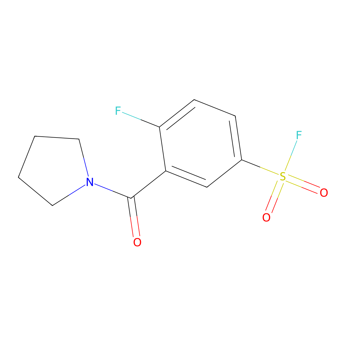 4-Fluoro-3-(pyrrolidine-1-carbonyl)benzene-1-sulfonyl fluoride molecular structure, CAS 2137754-43-7
