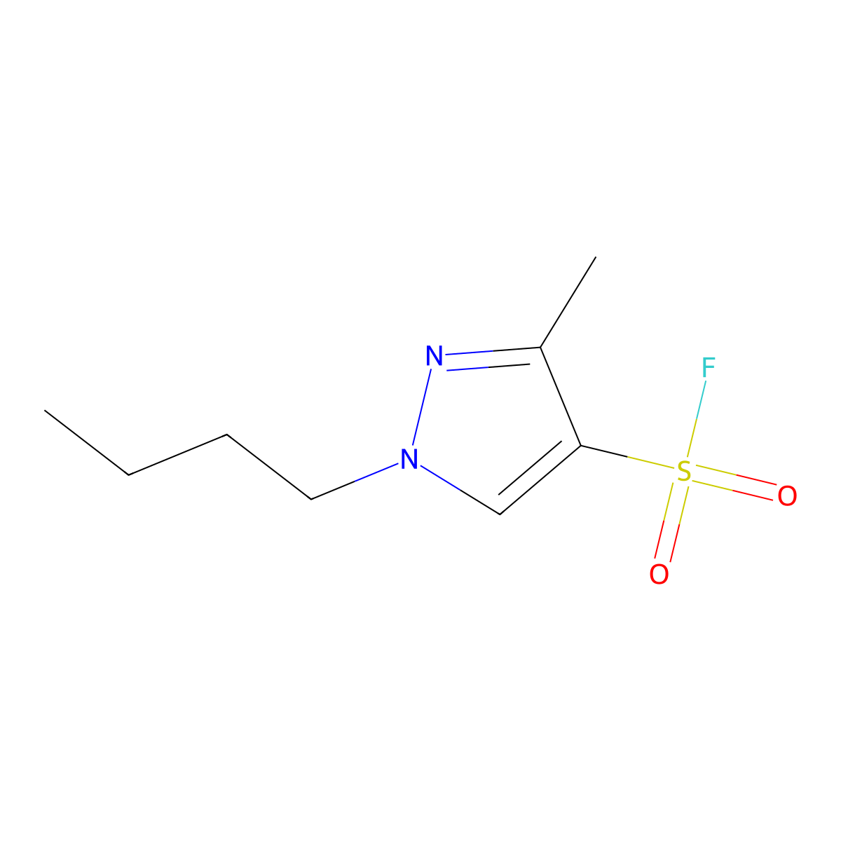 1-butyl-3-methyl-1H-pyrazole-4-sulfonyl fluoride molecular structure, CAS 2137755-06-5
