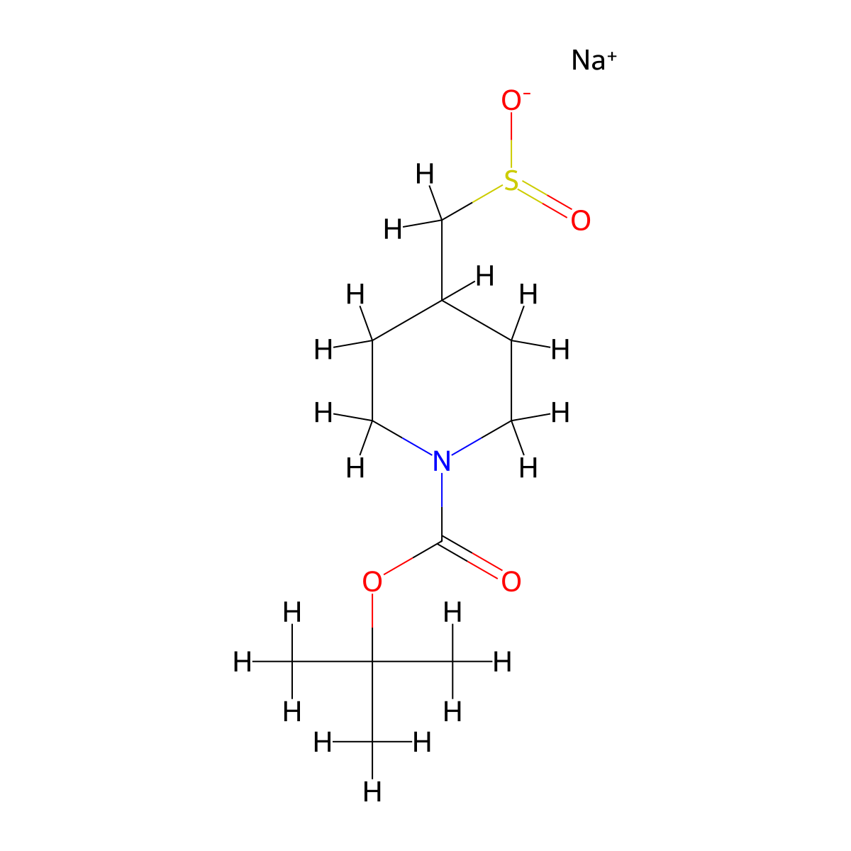 Sodium (1-((tert-butoxy)carbonyl)piperidin-4-yl)methanesulfinate molecular structure, CAS 2137756-74-0