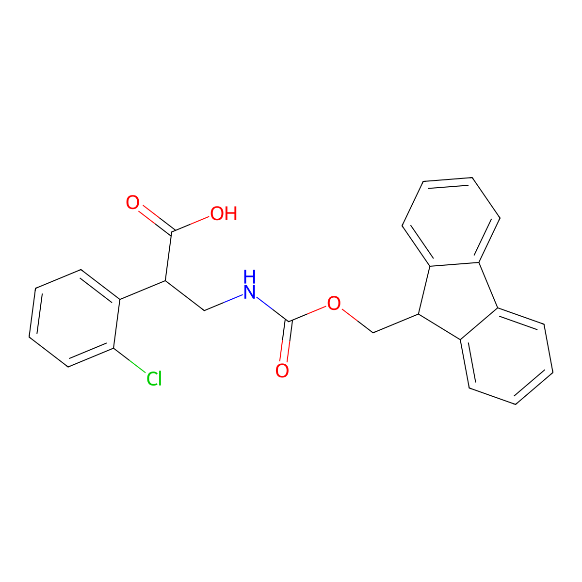 2-(2-chlorophenyl)-3-({[(9H-fluoren-9-yl)methoxy]carbonyl}amino)propanoic acid molecular structure, CAS 2137757-55-0