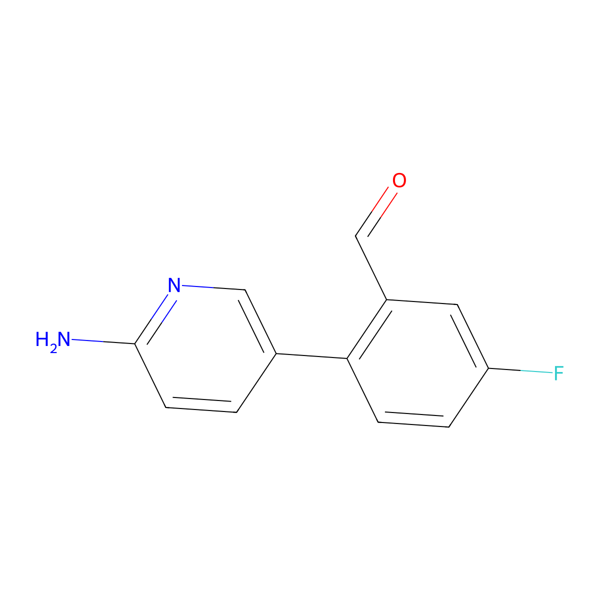 2-(6-Aminopyridin-3-yl)-5-fluorobenzaldehyde molecular structure, CAS 2137758-24-6