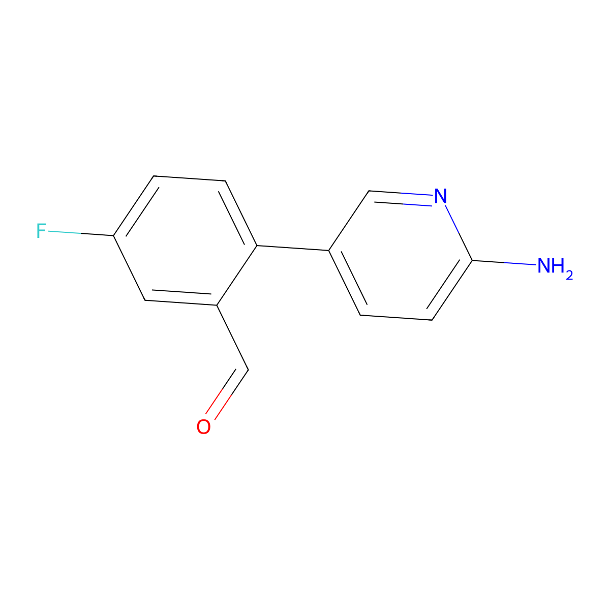 2-(6-Aminopyridin-3-yl)-5-fluorobenzaldehyde molecular structure, CAS 2137758-24-6