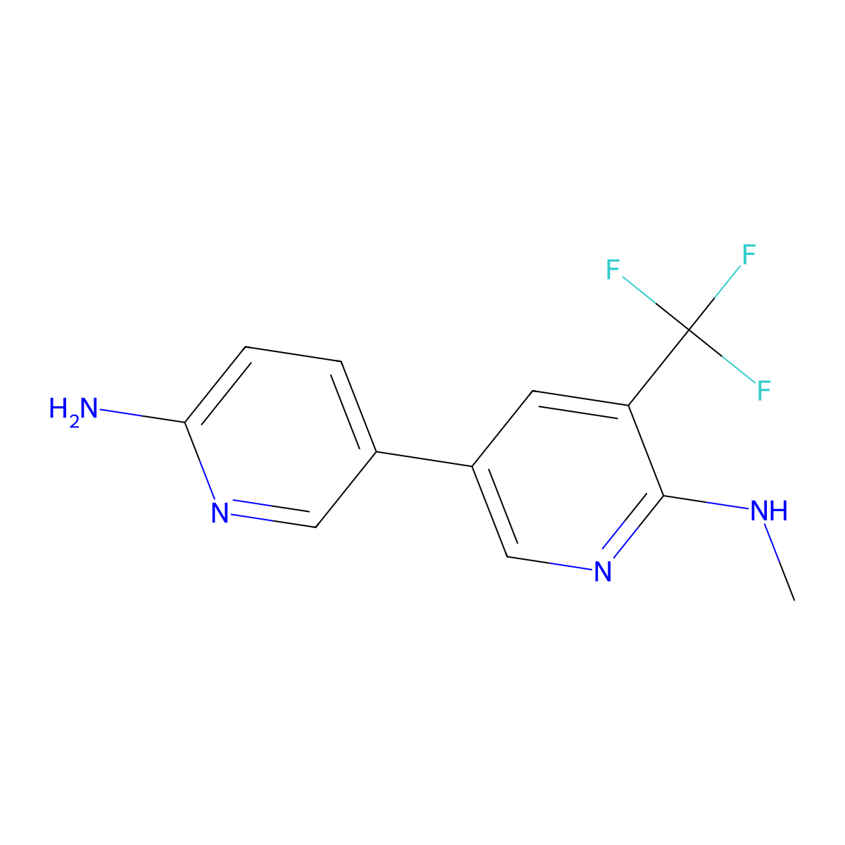 5-(6-aminopyridin-3-yl)-N-methyl-3-(trifluoromethyl)pyridin-2-amine molecular structure, CAS 2137758-71-3