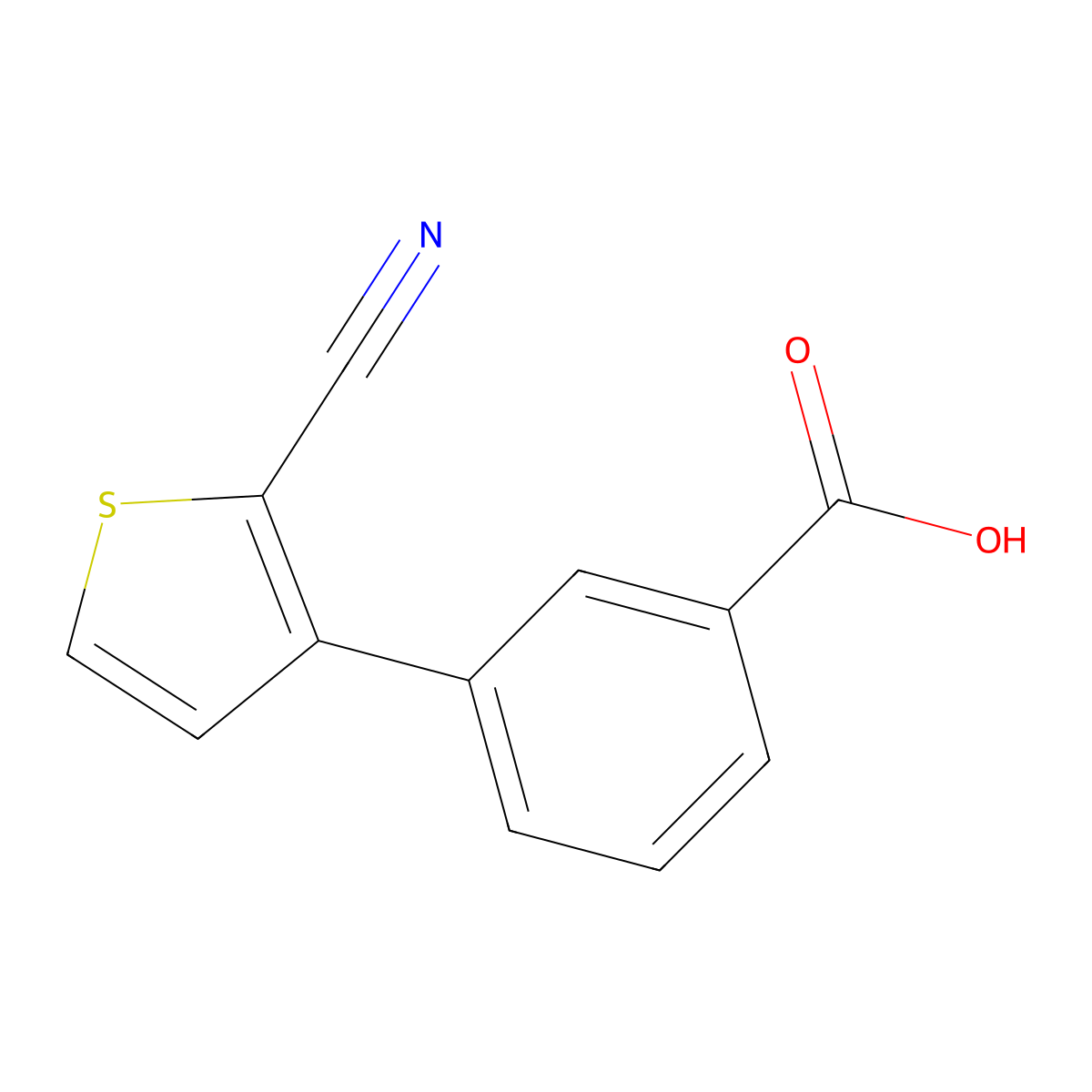 3-(2-Cyanothiophen-3-yl)benzoic acid molecular structure, CAS 2137758-72-4