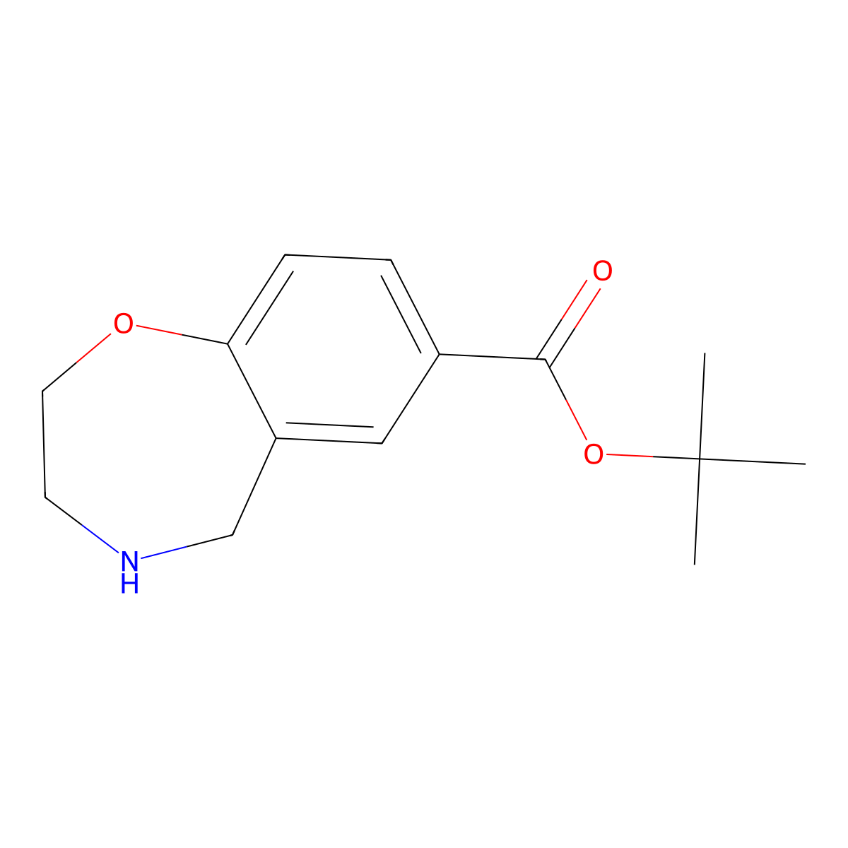 Tert-butyl 2,3,4,5-tetrahydro-1,4-benzoxazepine-7-carboxylate molecular structure, CAS 2137759-13-6