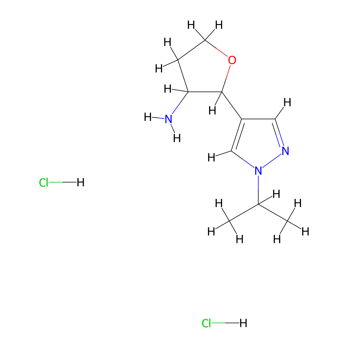 2-[1-(propan-2-yl)-1H-pyrazol-4-yl]oxolan-3-amine dihydrochloride molecular structure, CAS 2137759-62-5
