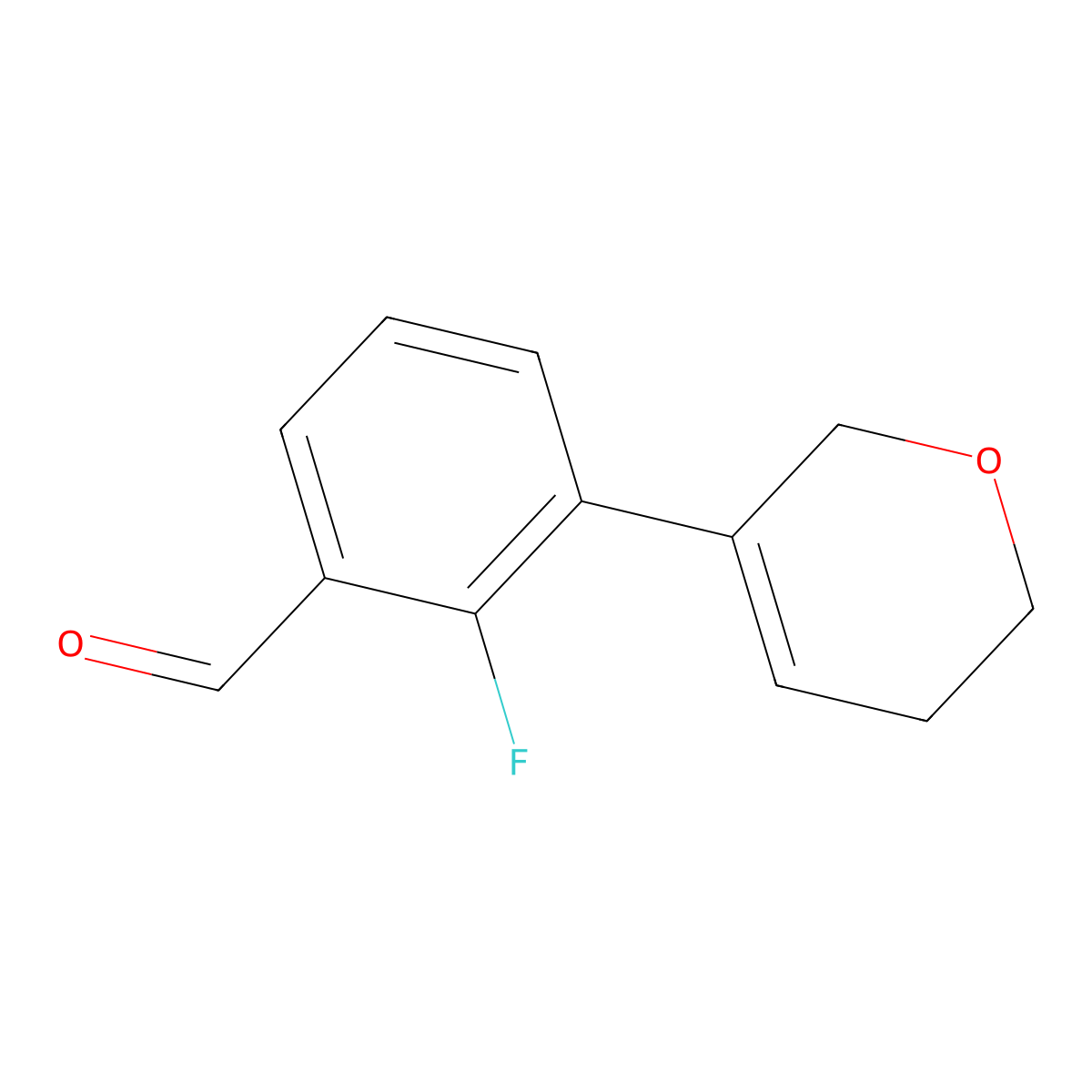 3-(5,6-dihydro-2H-pyran-3-yl)-2-fluorobenzaldehyde molecular structure, CAS 2137760-75-7