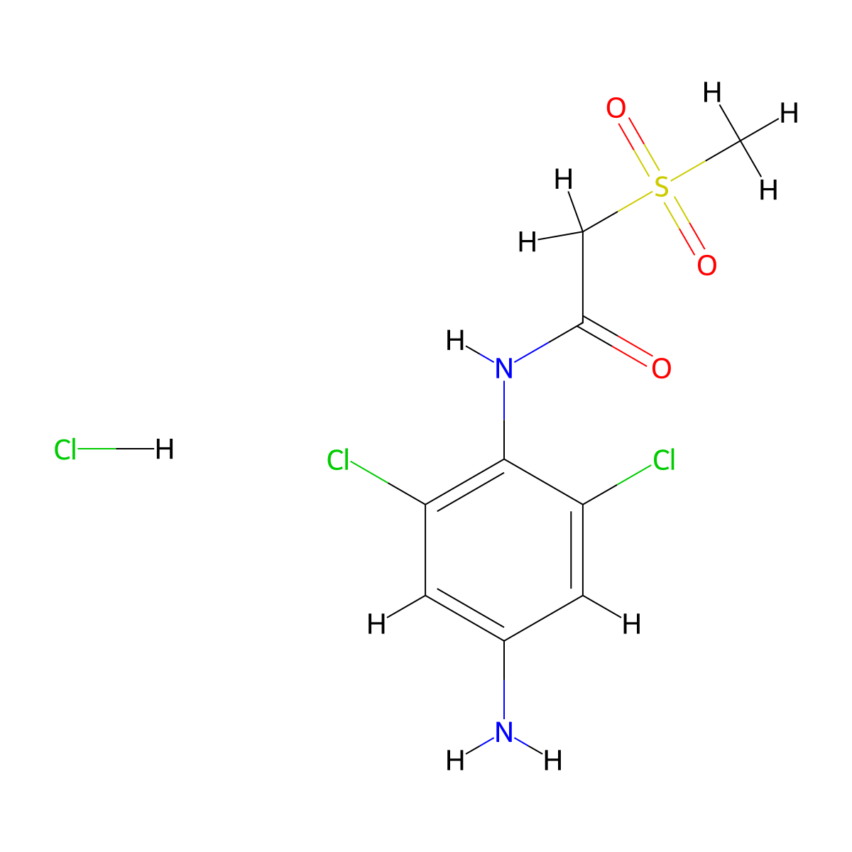 N-(4-amino-2,6-dichlorophenyl)-2-methanesulfonylacetamide hydrochloride molecular structure, CAS 2137760-81-5