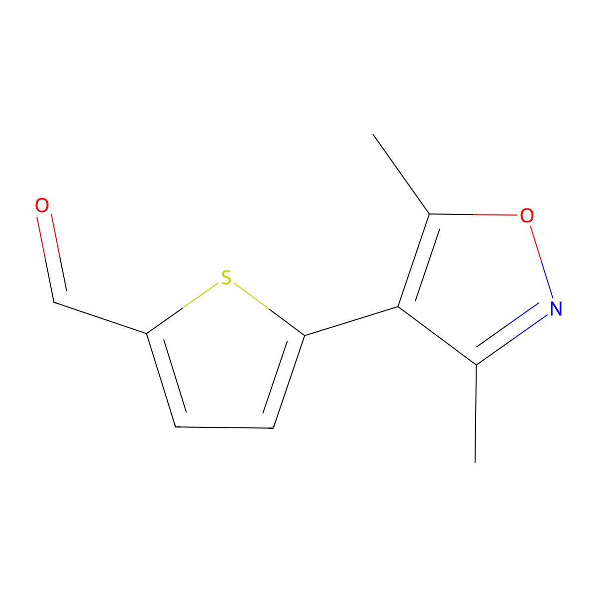 5-(Dimethyl-1,2-oxazol-4-yl)thiophene-2-carbaldehyde molecular structure, CAS 2137760-82-6