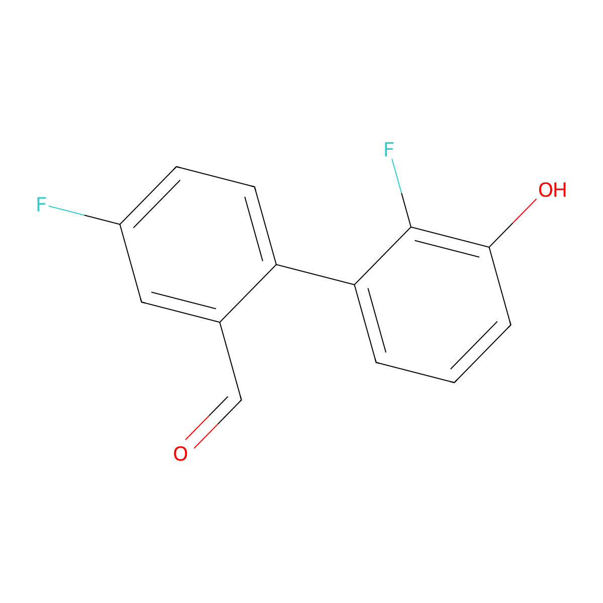 5-Fluoro-2-(2-fluoro-3-hydroxyphenyl)benzaldehyde molecular structure, CAS 2137760-91-7