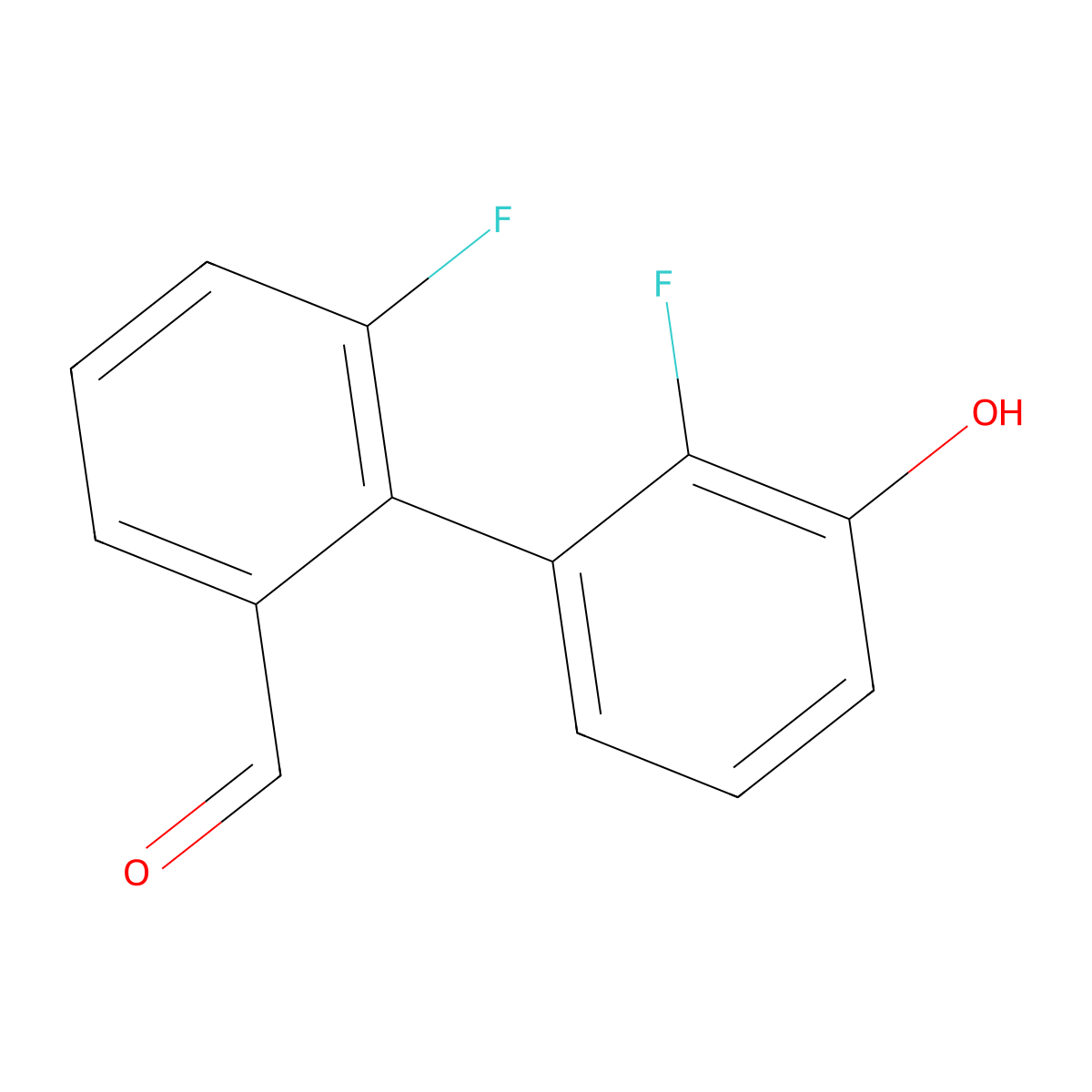 3-Fluoro-2-(2-fluoro-3-hydroxyphenyl)benzaldehyde molecular structure, CAS 2137761-00-1