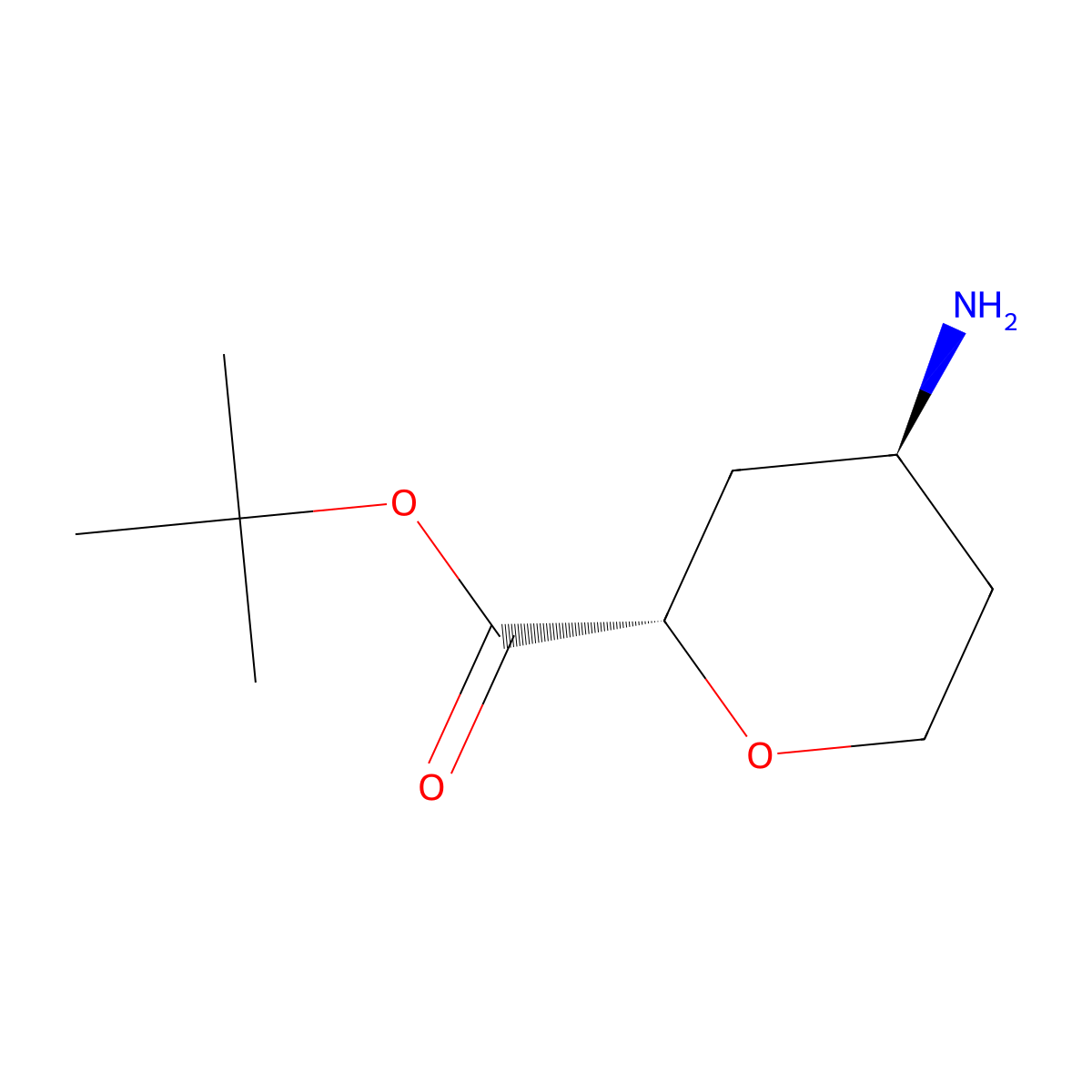 rac-tert-butyl (2R,4R)-4-aminooxane-2-carboxylate molecular structure, CAS 2137761-29-4