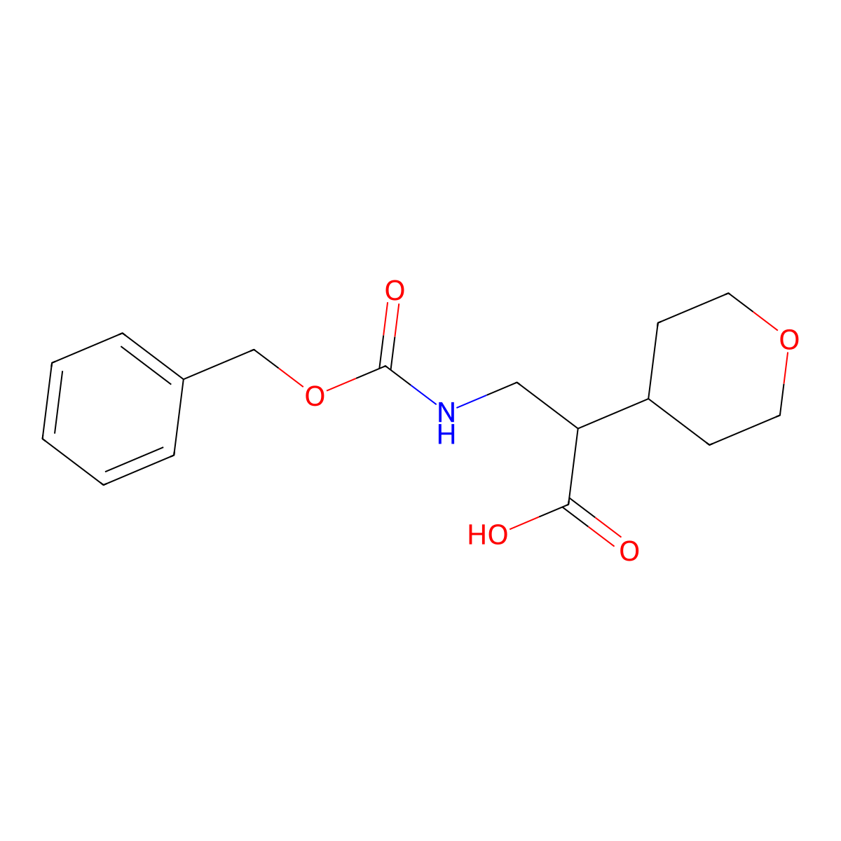 3-{[(Benzyloxy)carbonyl]amino}-2-(oxan-4-yl)propanoic acid molecular structure, CAS 2137761-52-3