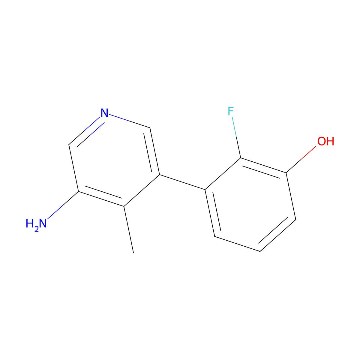 3-(5-Amino-4-methylpyridin-3-yl)-2-fluorophenol molecular structure, CAS 2137761-59-0