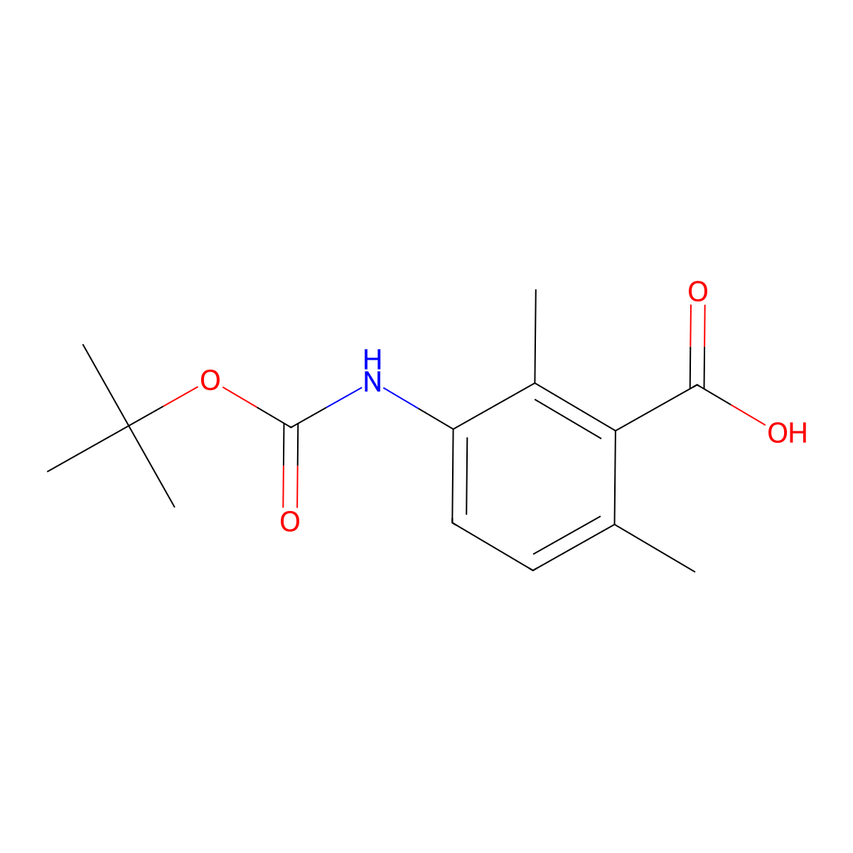 3-{[(Tert-butoxy)carbonyl]amino}-2,6-dimethylbenzoic acid molecular structure, CAS 2137762-19-5