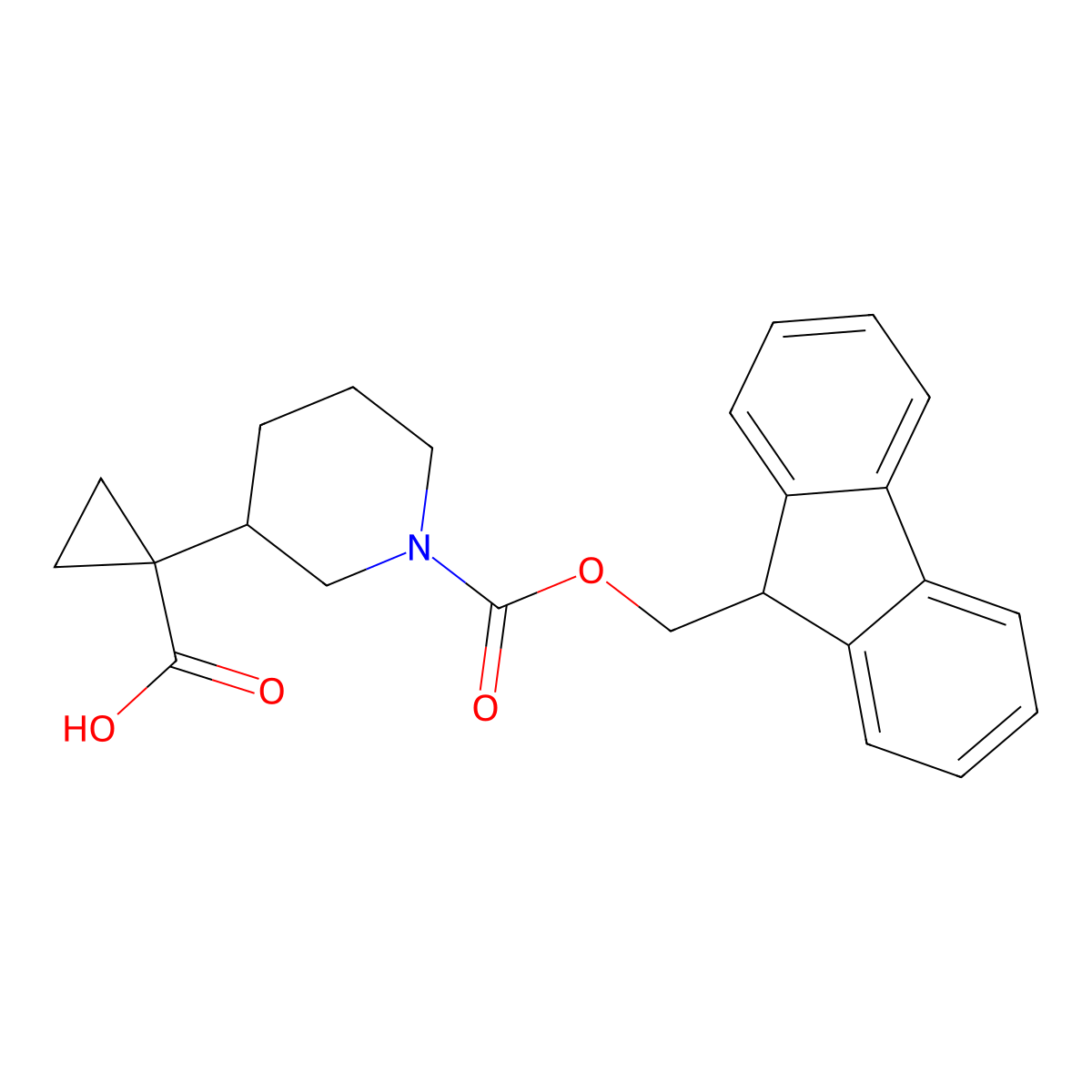 1-(1-{[(9H-fluoren-9-yl)methoxy]carbonyl}piperidin-3-yl)cyclopropane-1-carboxylic acid molecular structure, CAS 2137762-35-5