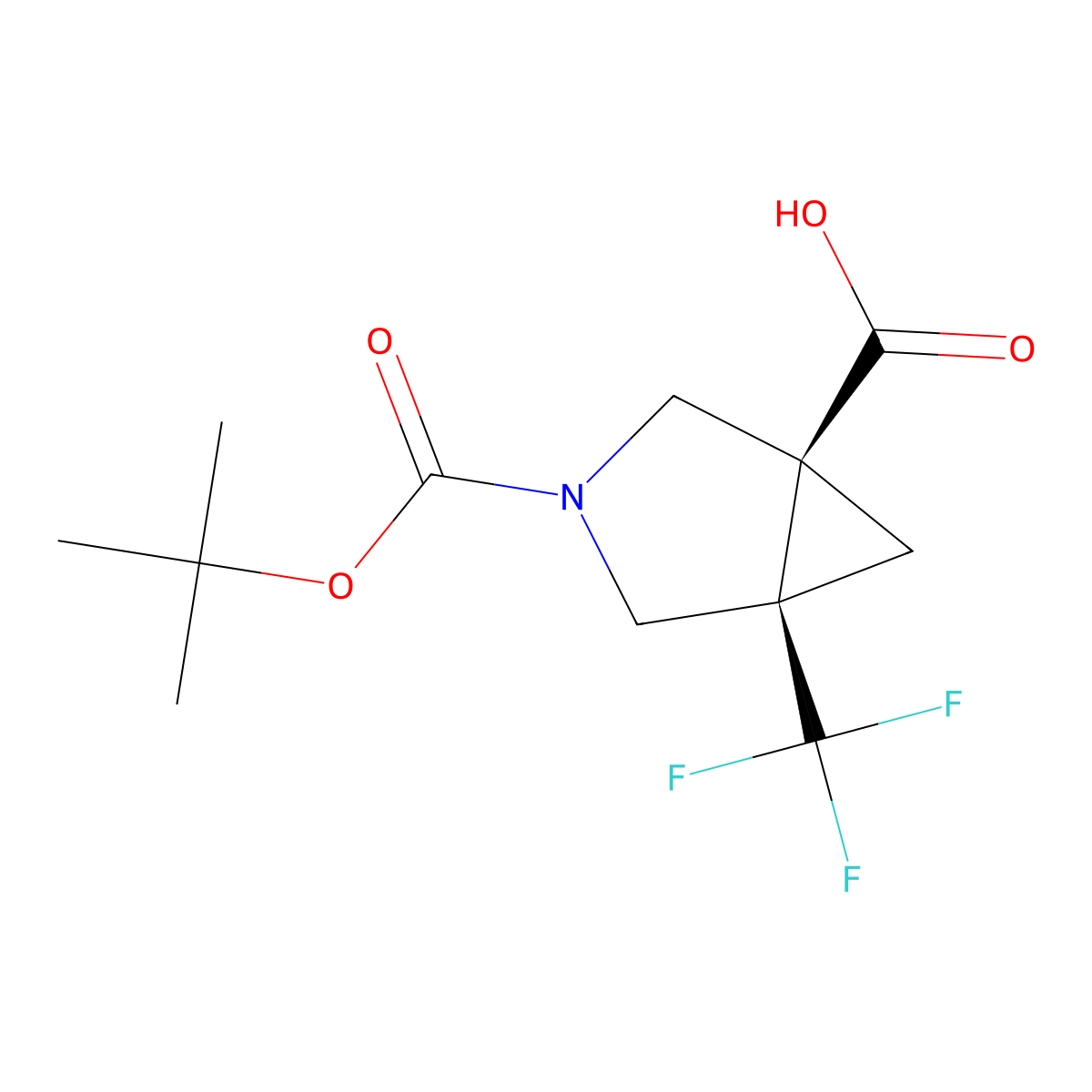 (1R,5S)-3-[(tert-butoxy)carbonyl]-5-(trifluoromethyl)-3-azabicyclo[3.1.0]hexane-1-carboxylic acid molecular structure, CAS 2137763-16-5
