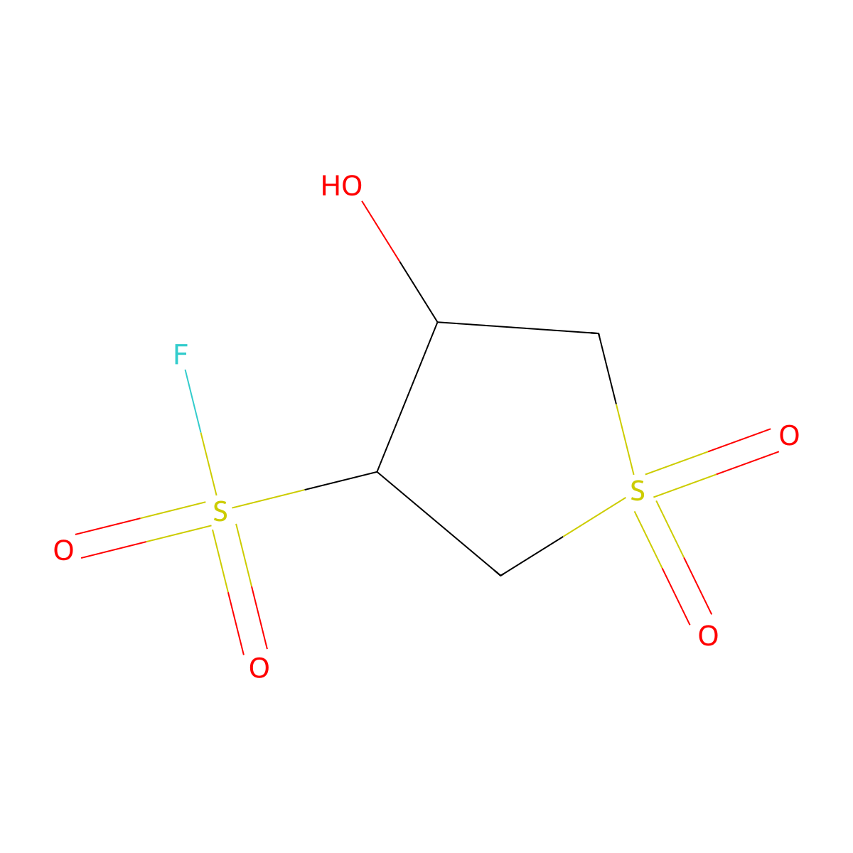 4-Hydroxy-1,1-dioxo-1lambda6-thiolane-3-sulfonyl fluoride molecular structure, CAS 2137765-13-8