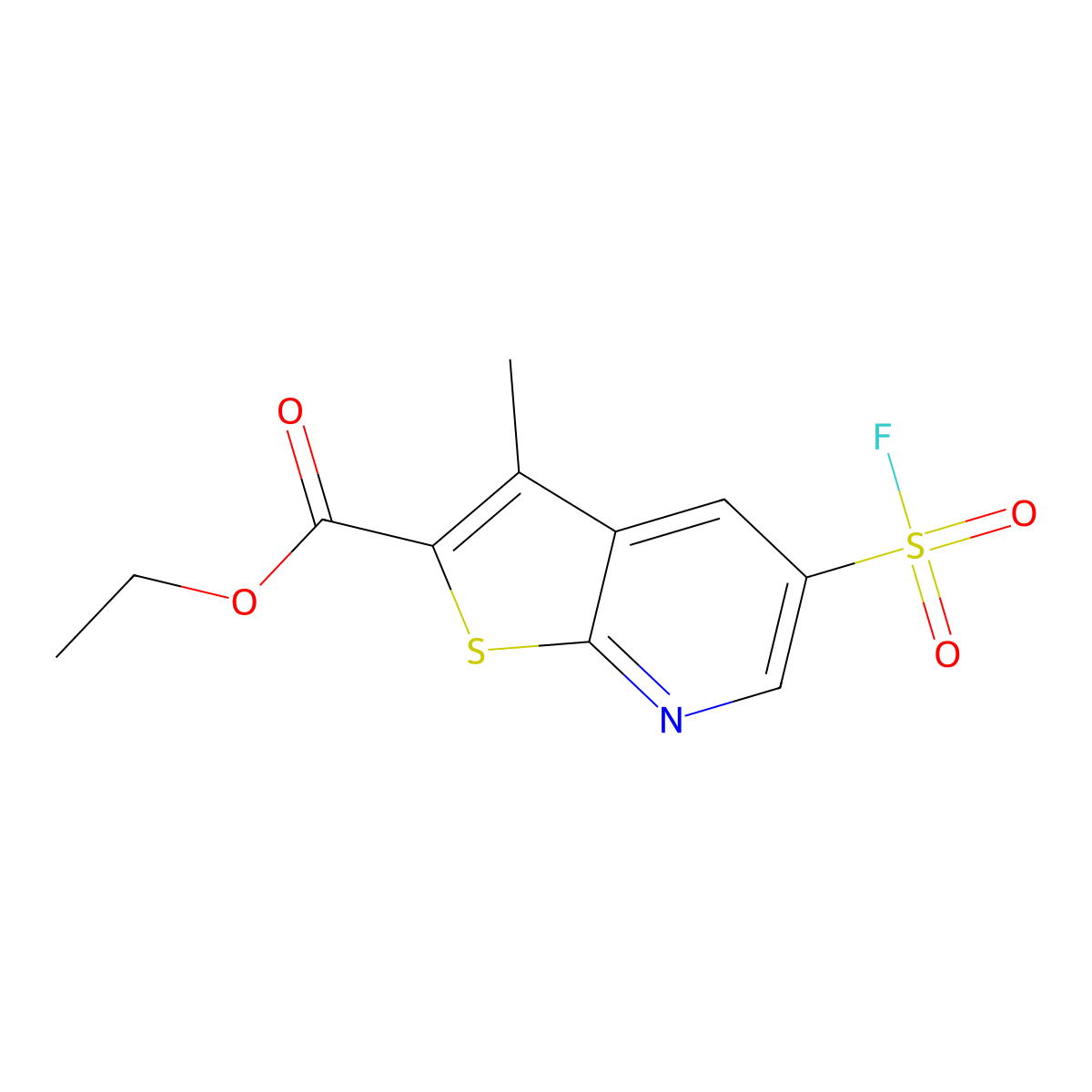 Ethyl 5-(fluorosulfonyl)-3-methylthieno[2,3-b]pyridine-2-carboxylate molecular structure, CAS 2137765-35-4